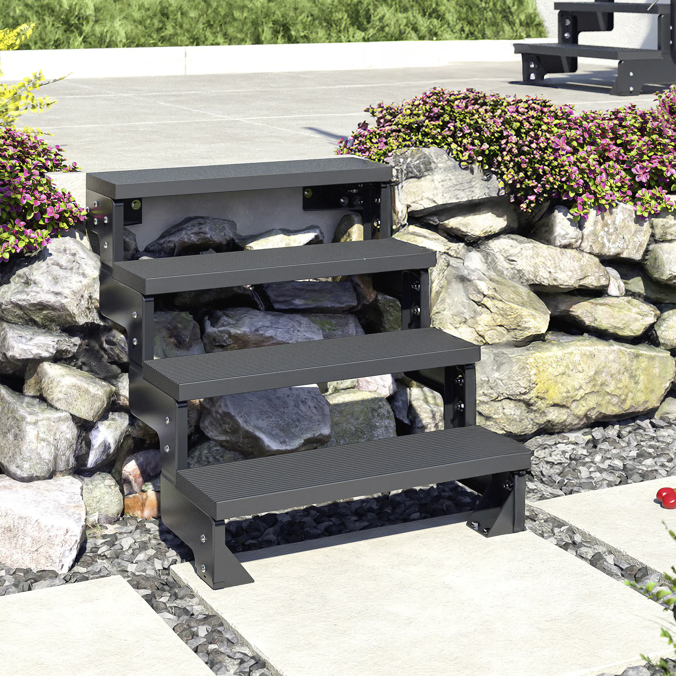 Dolle Außentreppe Trimax Gardentop 2 Stufen 80 cm inkl. einseitigem Geländer anthrazit