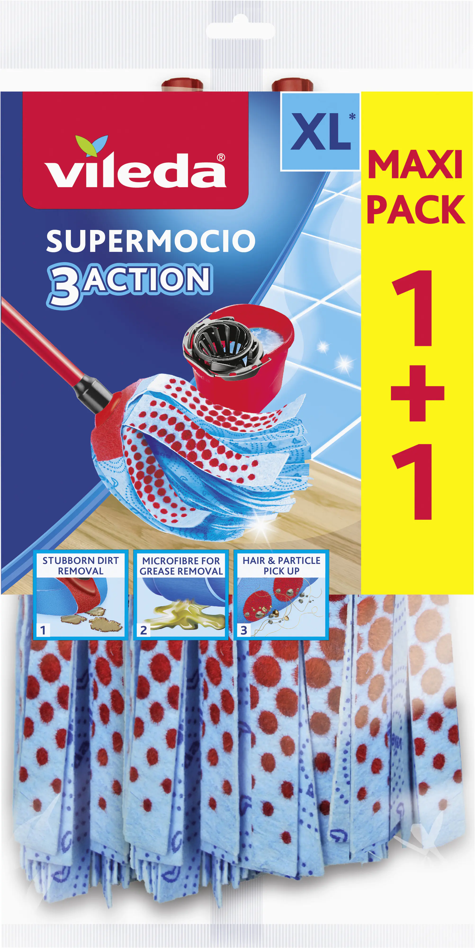Vileda Ersatzmopkopf Supermocio 3Action XL - Doppelpack