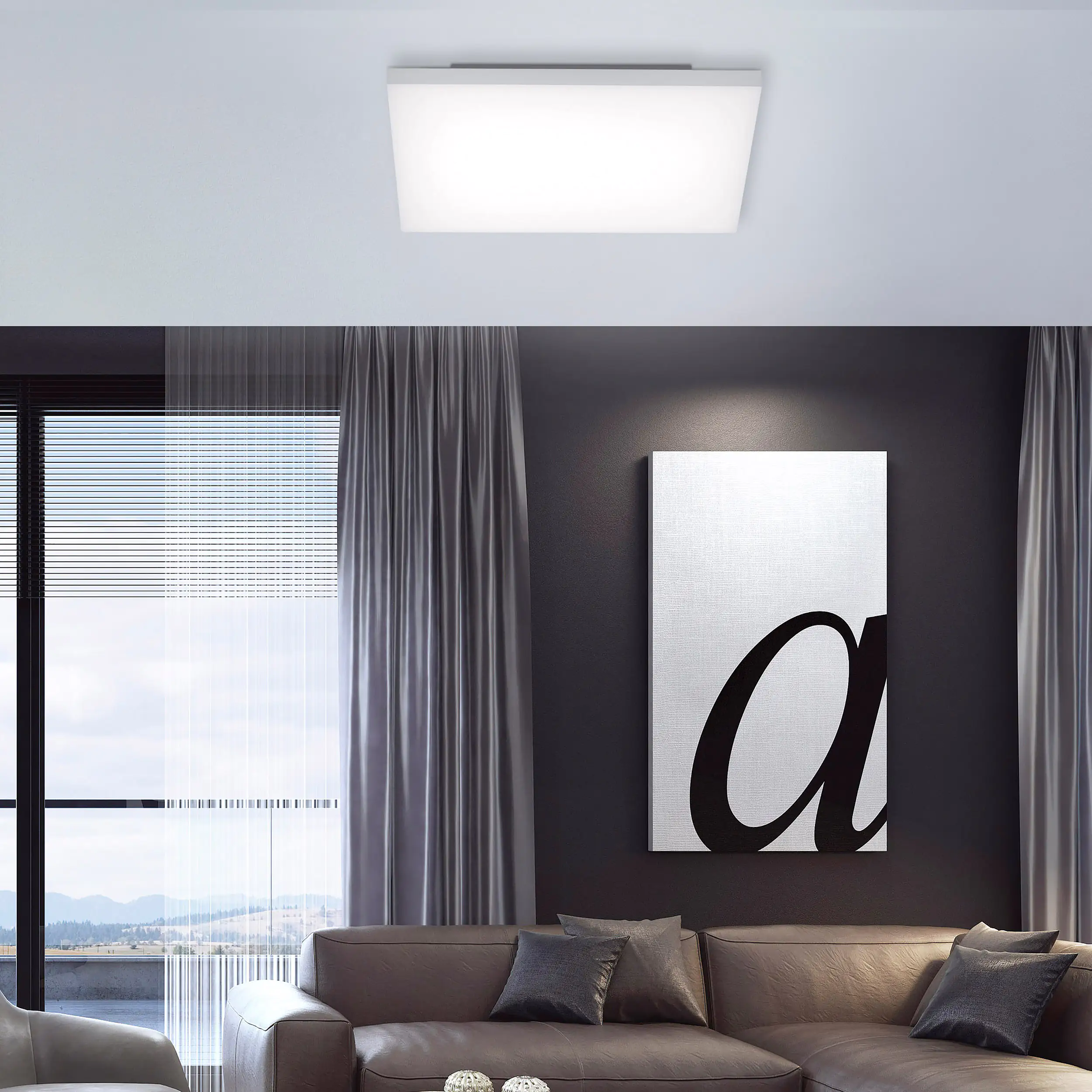 JustLight LED Deckenleuchte Canvas weiß 45 x 45 cm dimmbar