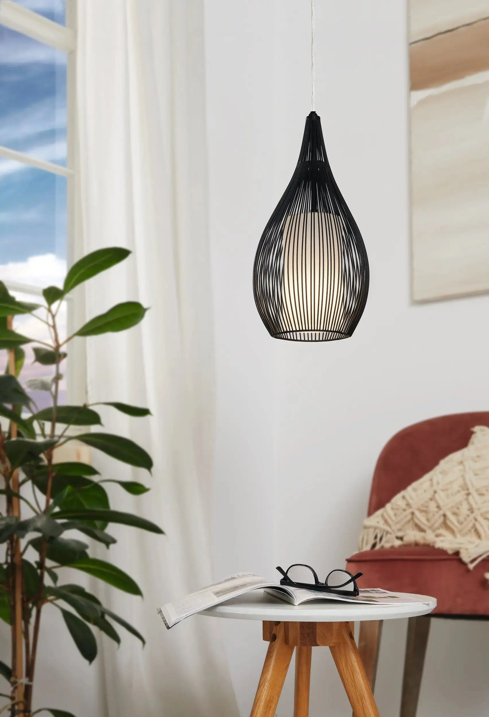 Eglo Pendelleuchte Razoni E27 Ø 19cm schwarz