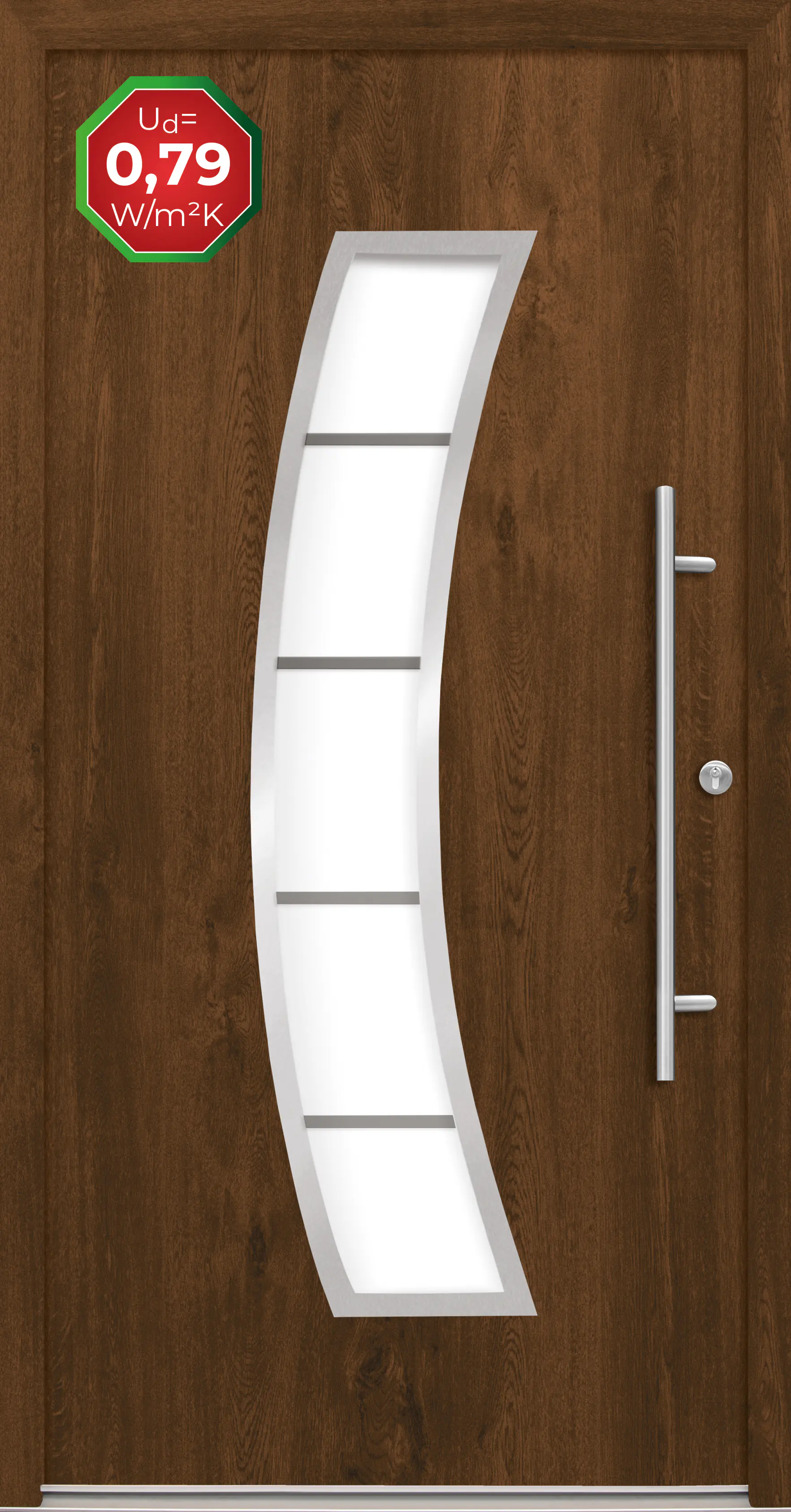 Splendoor Haustür Passivedoor Premium P14 Nussbaum DIN Rechts 110 x 210 cm