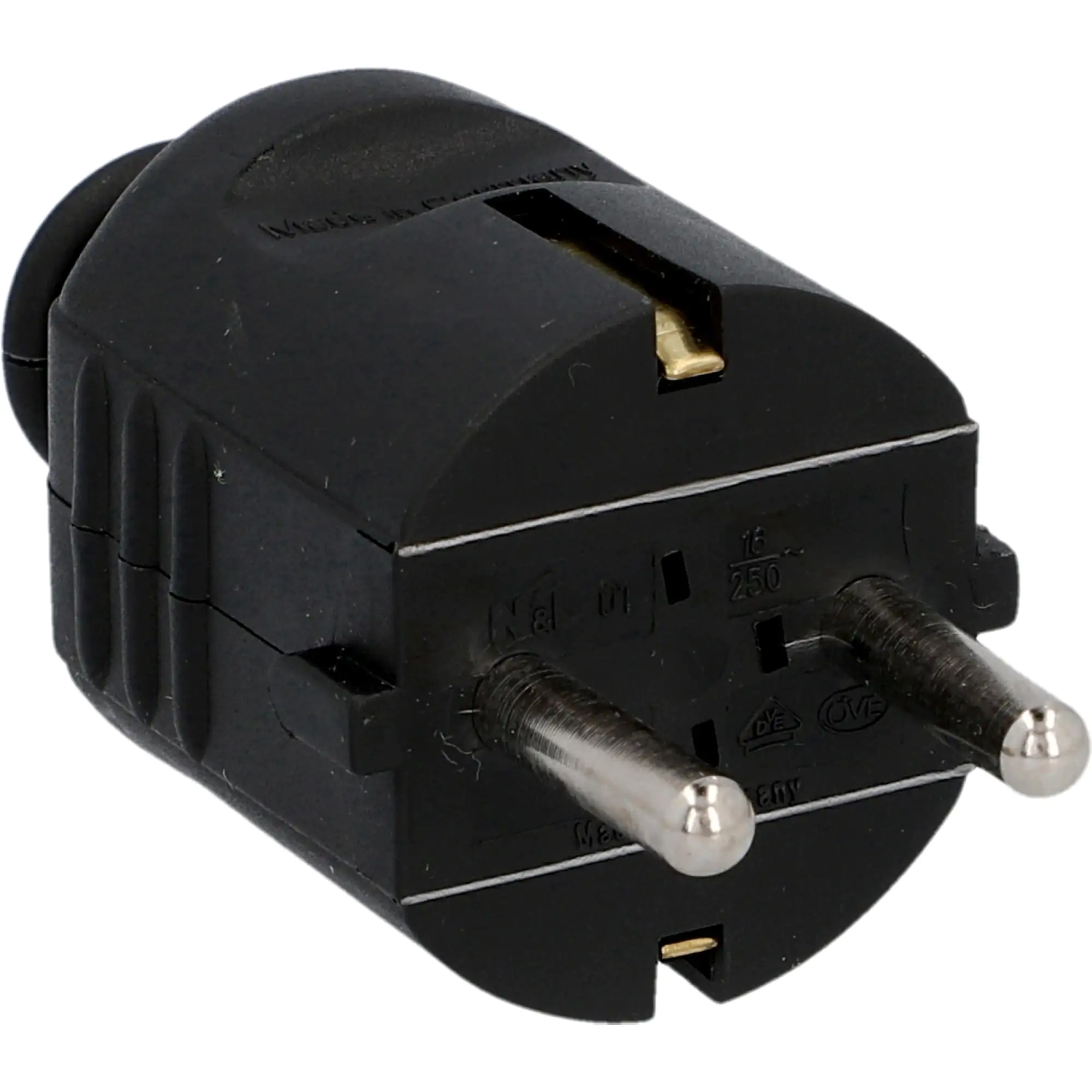 Schutzkontakt-Stecker mit Knickschutz, schwarz