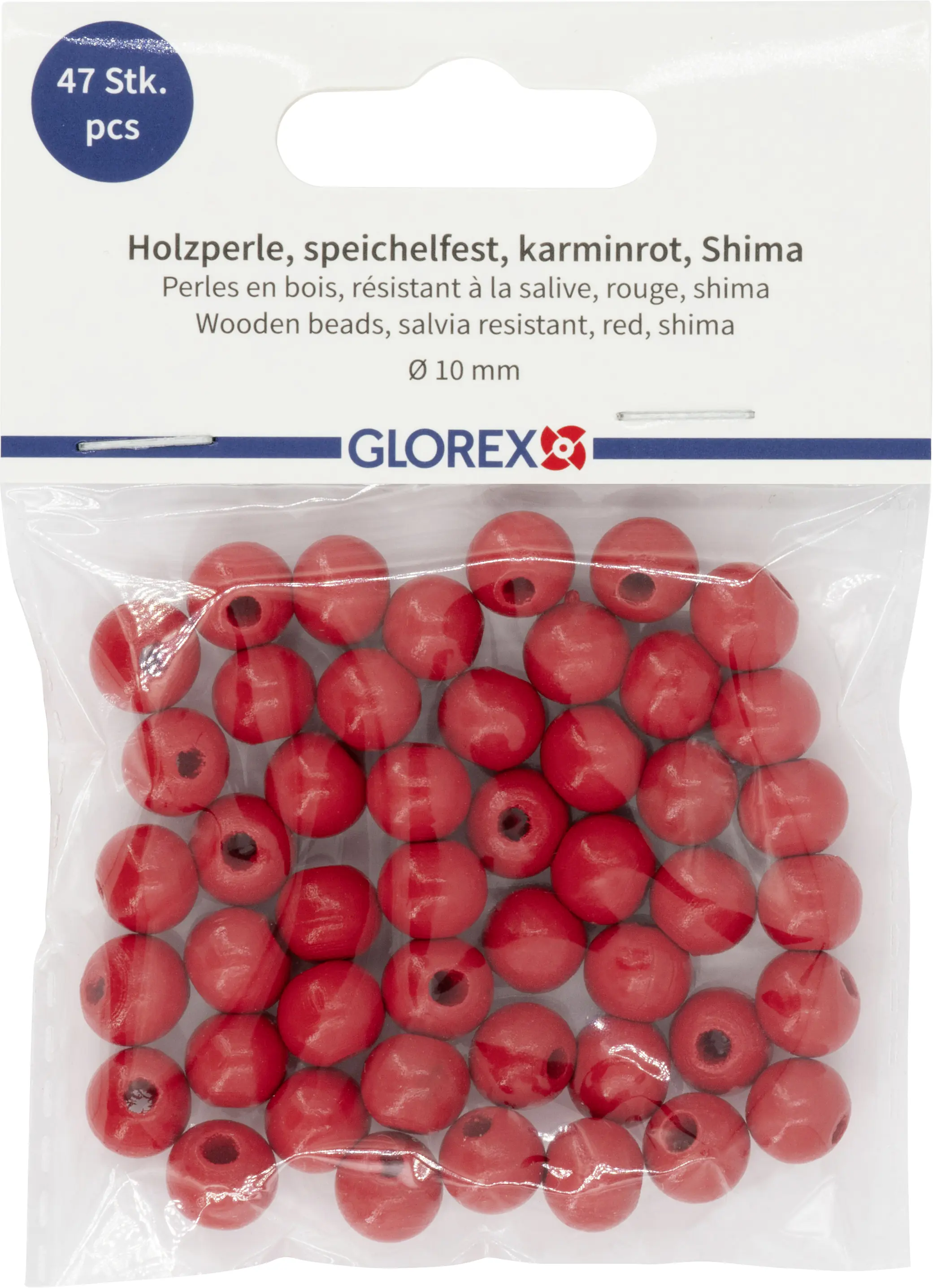 Glorex Holzperle rot 10 mm - 47 Stück