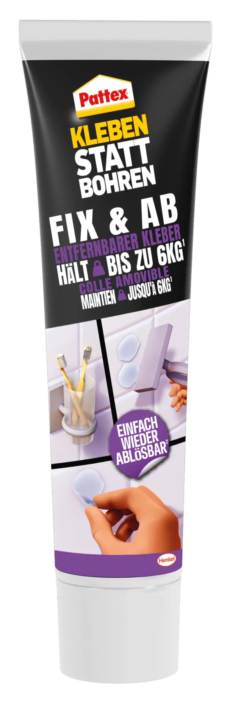 Pattex Montagekleber Kleben statt Bohren Fix & Ab transparent 44 g Tube