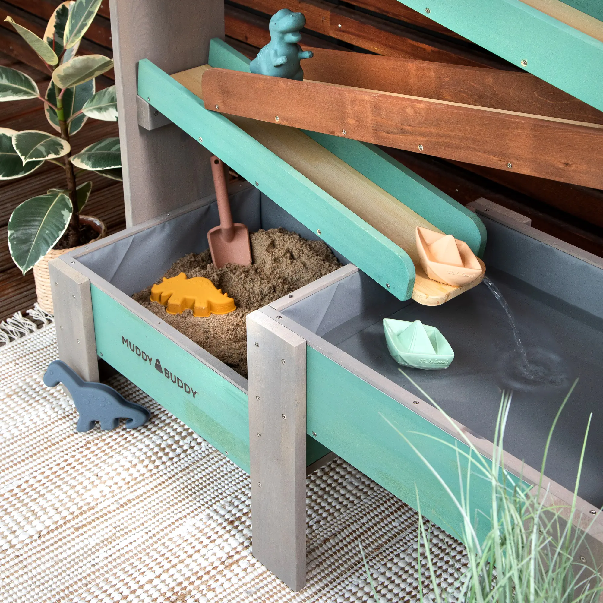 Muddy Buddy Wasserbahn Aqua Tower warmgrau-salbei 101 x 44 x 105 cm