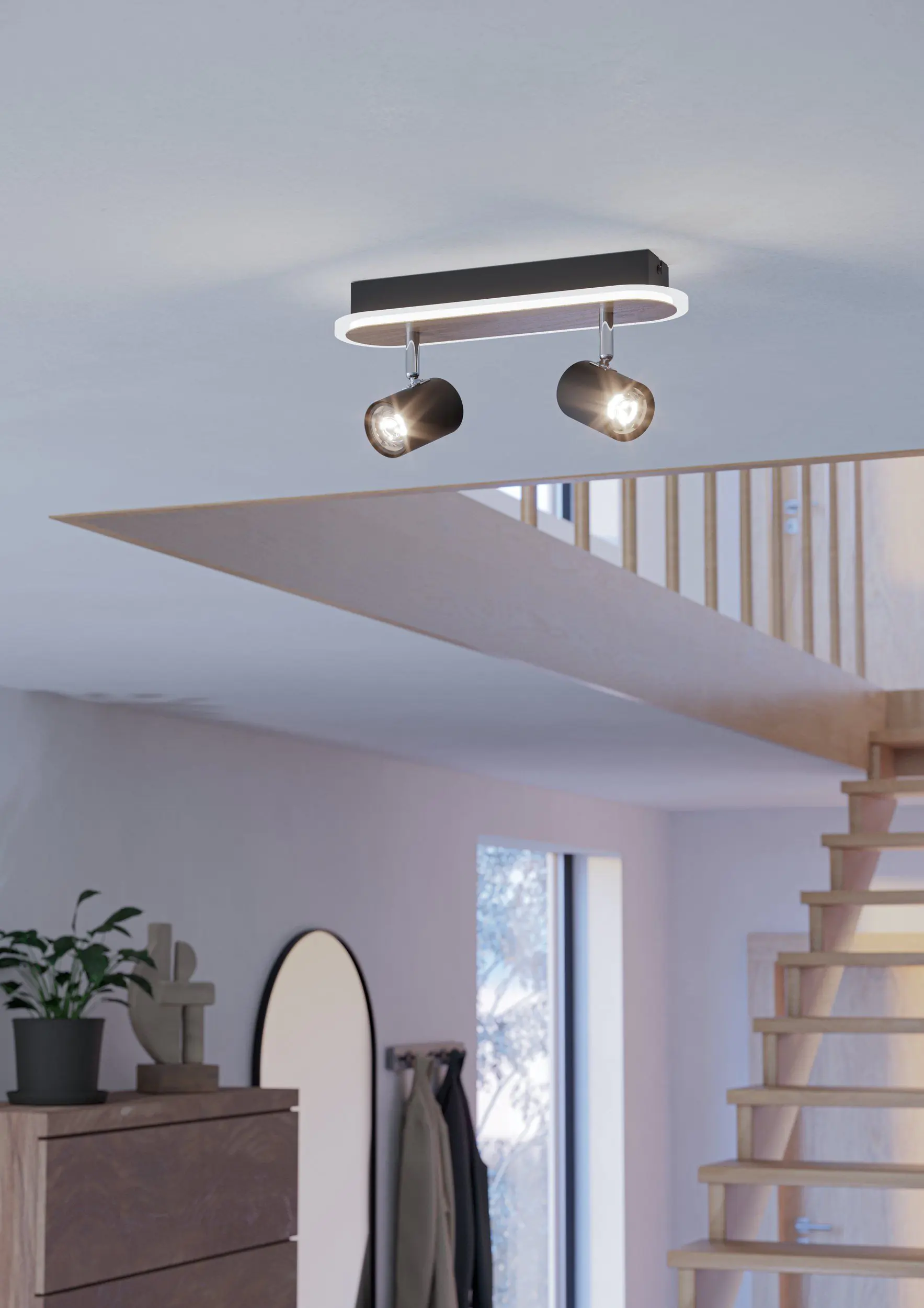 Eglo LED Deckenleuchte Rimbocchi 2x6W, 1500 lm, 3000K, ww, schwarz