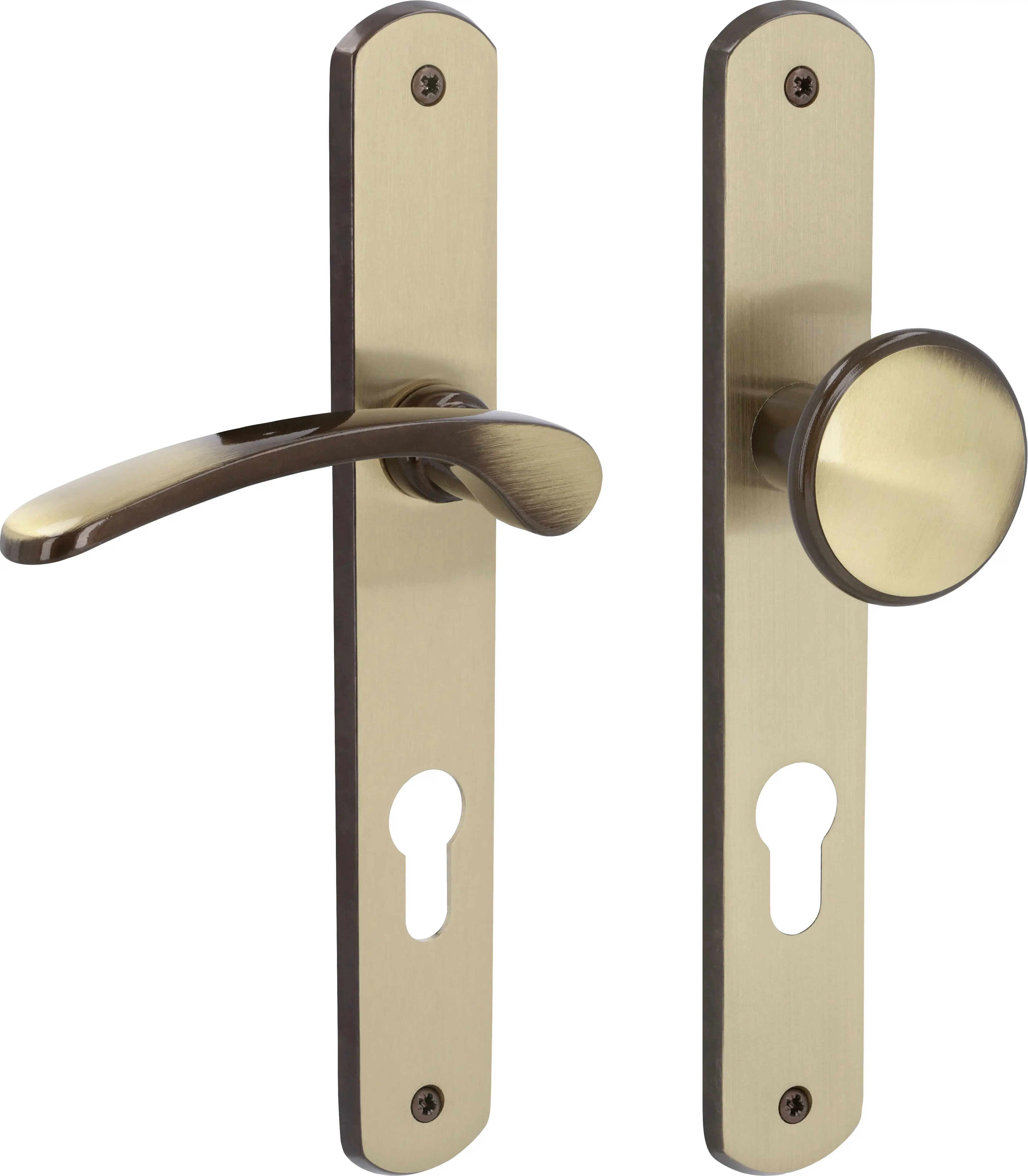Südmetall Türgriff-Garnitur Langschild Amos PZ Messing brüniert bronze Drücker links 225 x 37 mm