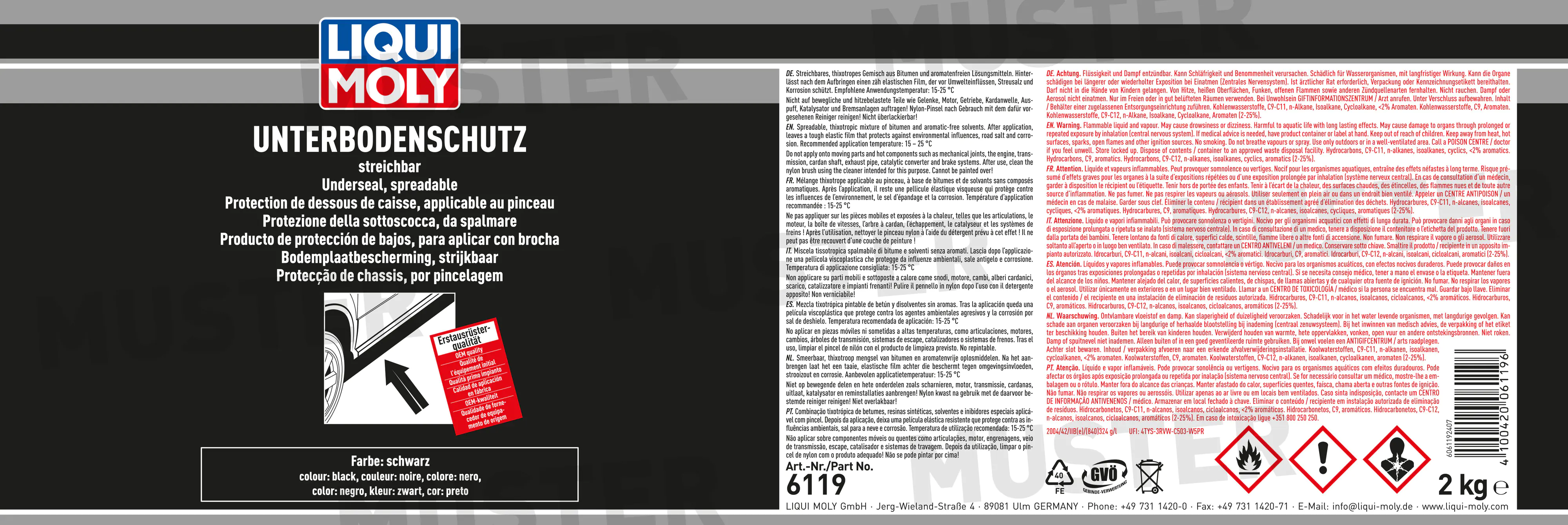 Liqui Moly Unterbodenschutz streichbar schwarz 2 kg