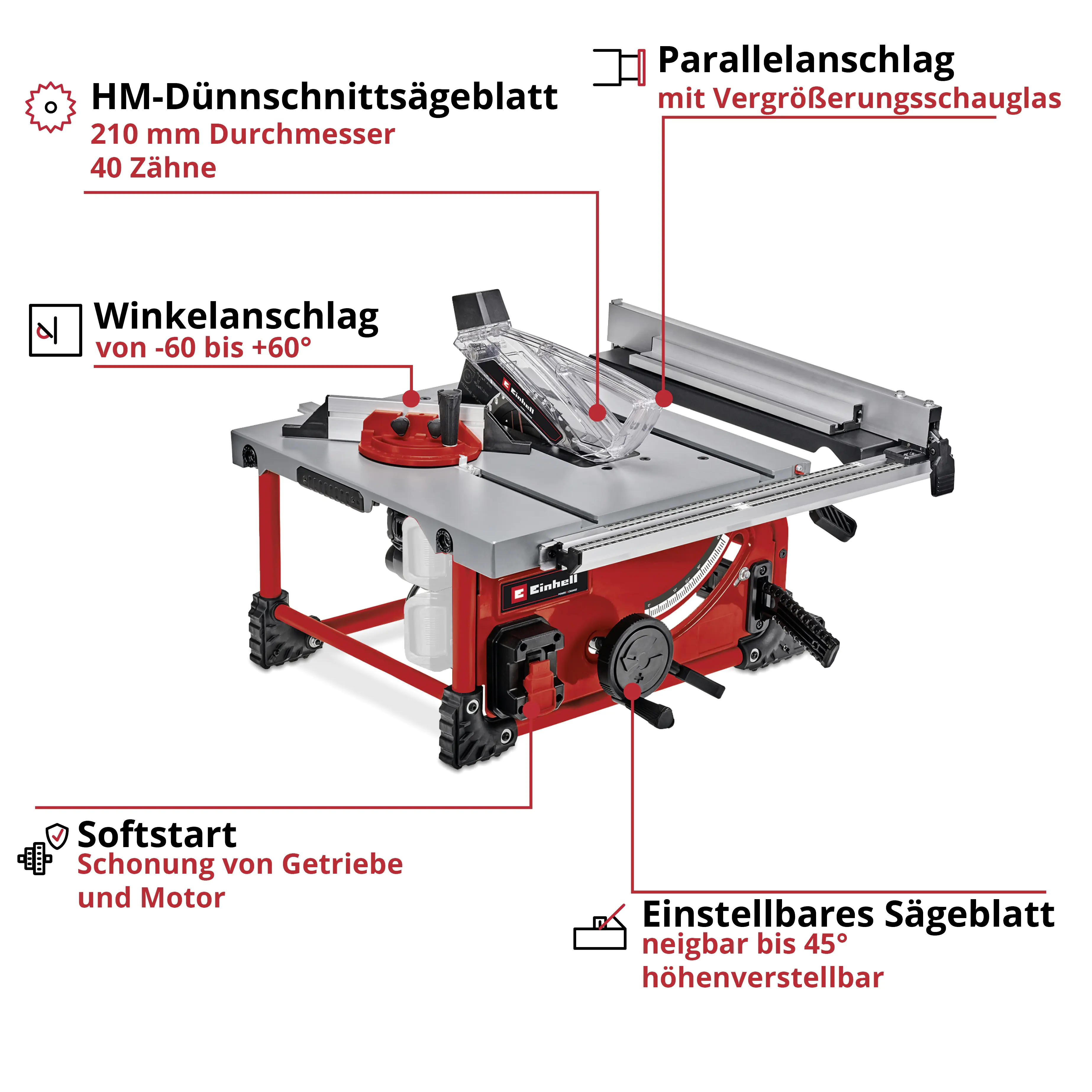 Einhell Expert Akku-Tischkreissäge TE-TS 36/210 Li Solo 36 V