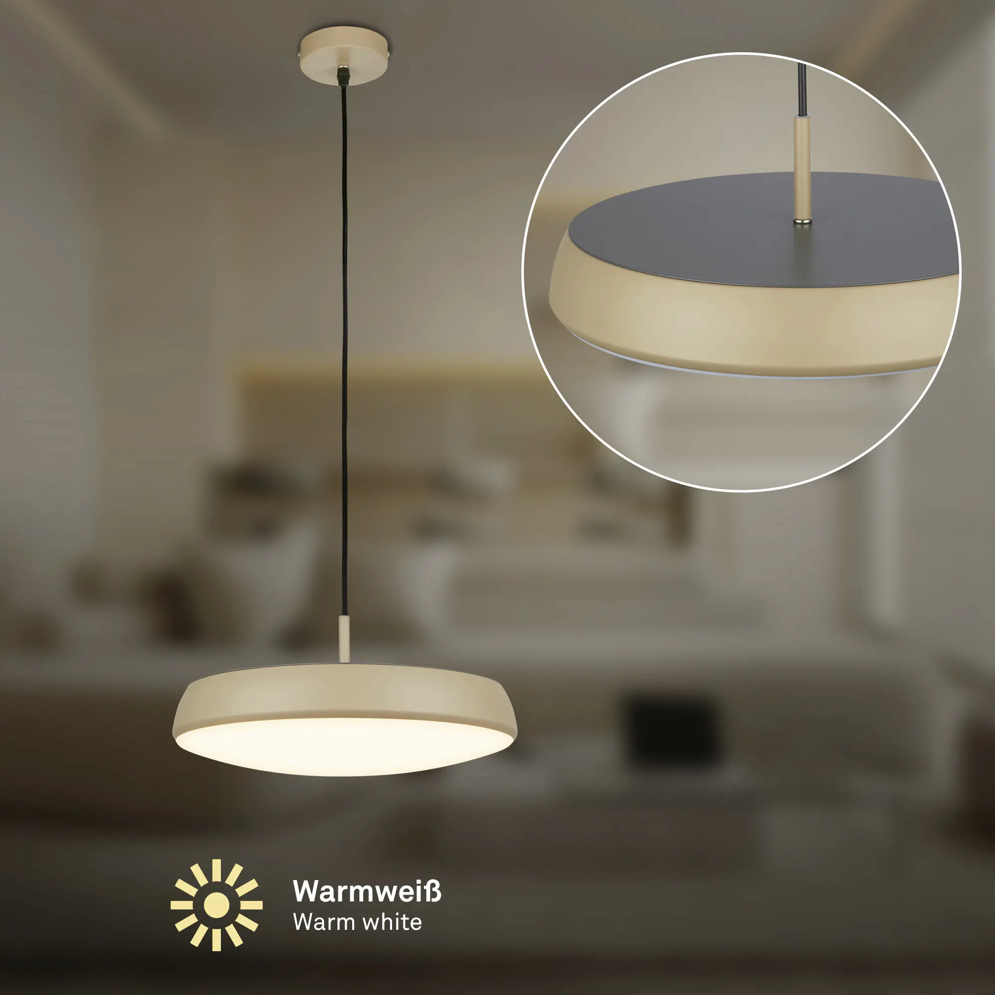 Briloner LED-Pendelleuchte Nala Ø 35 cm beige warmweiß