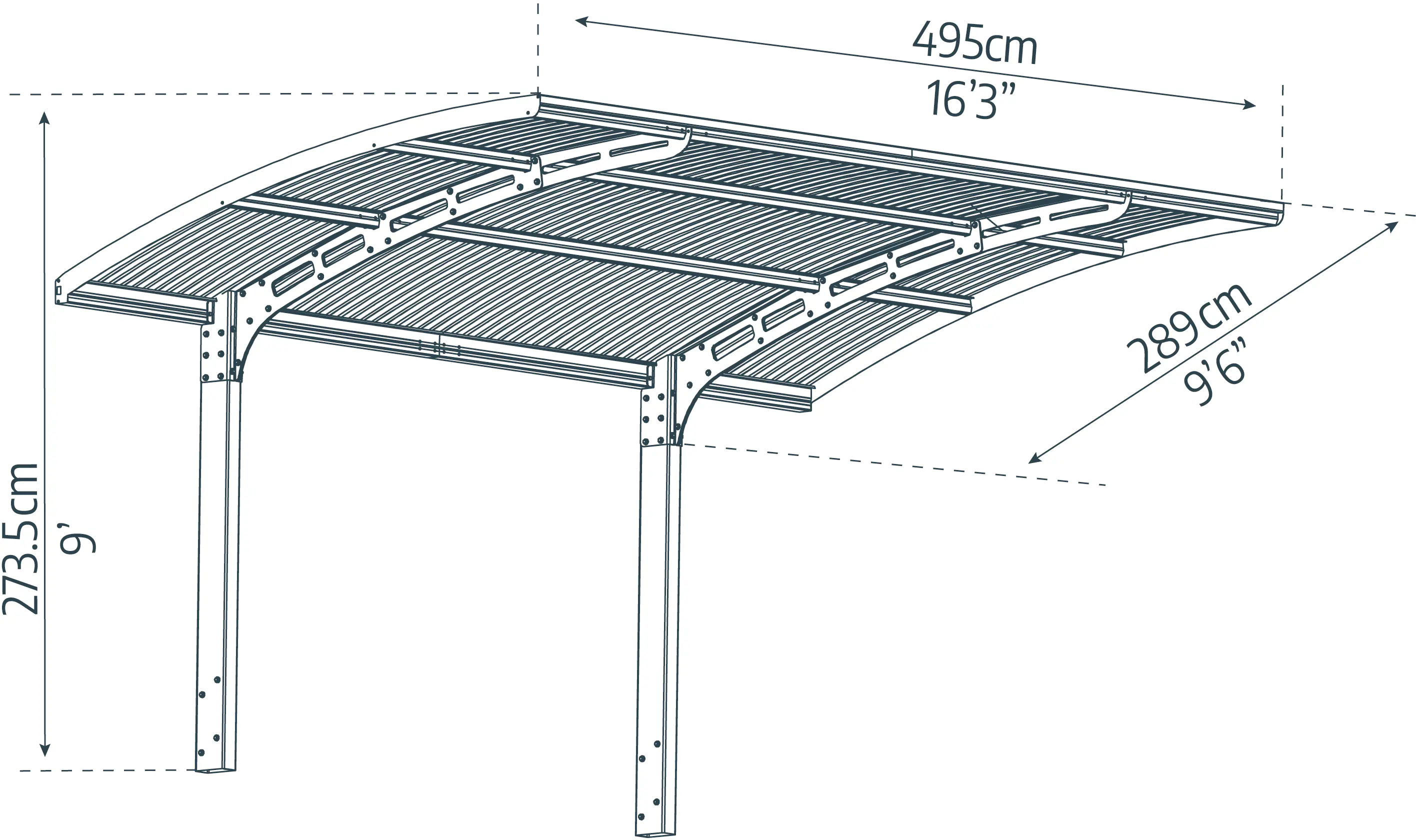 Canopia Carport Arizona Wave 5000 Grau Alu 495 x 289 cm