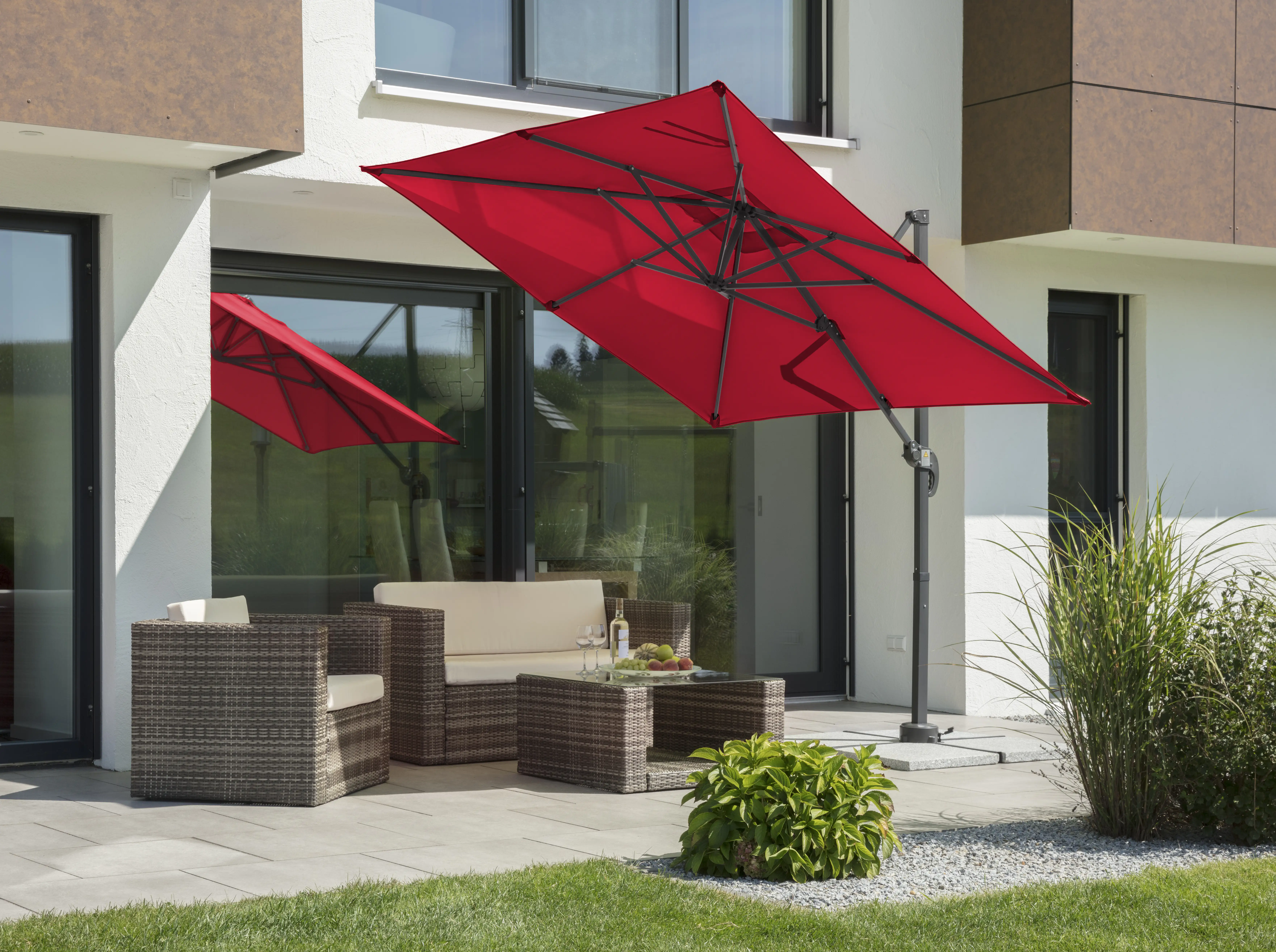 Schneider Ampelschirm Rhodos Junior rot 230 x 230 cm inkl. Sonnenschirmhülle