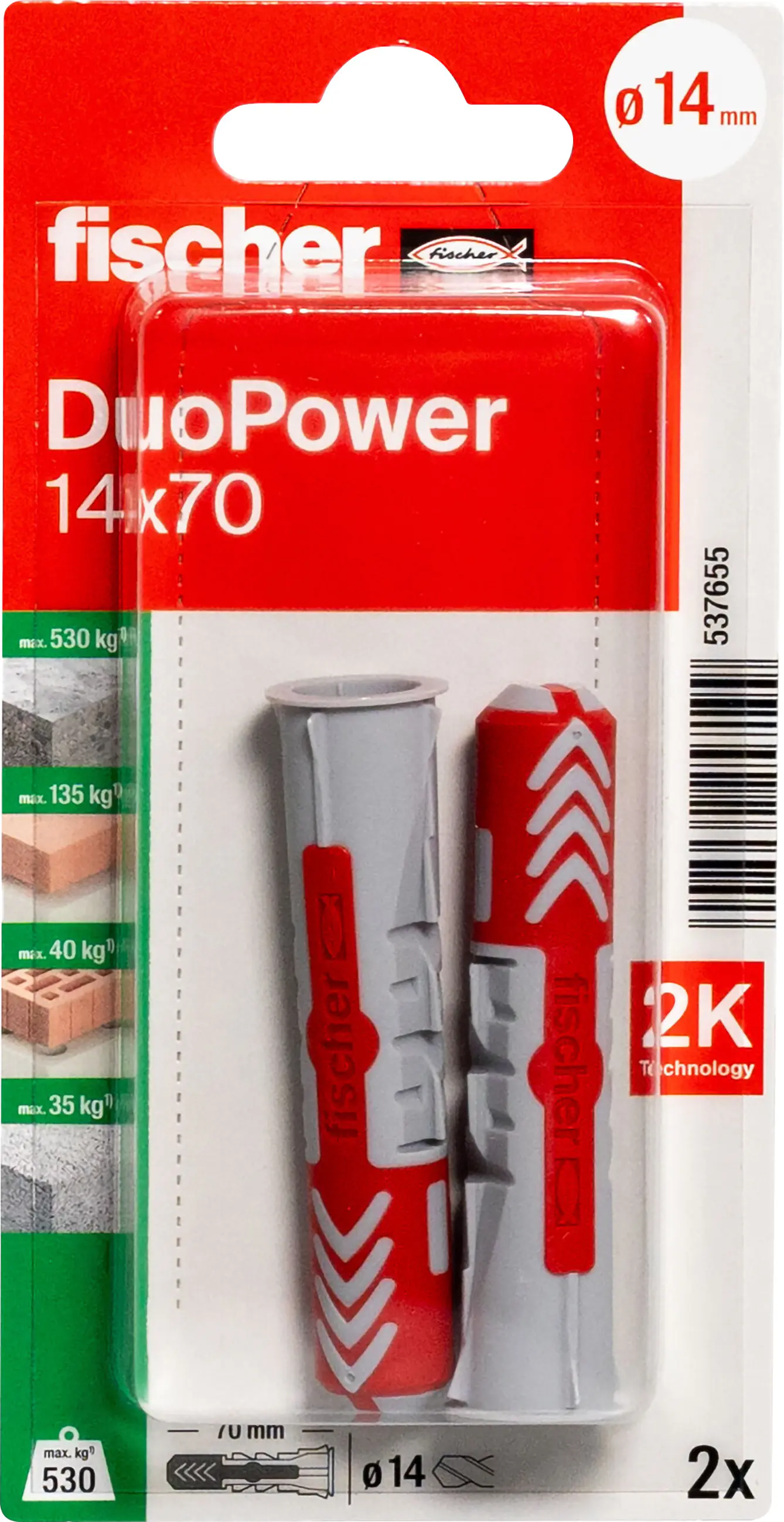 Fischer Dübel DuoPower 14 x 70 mm - 2 Stück