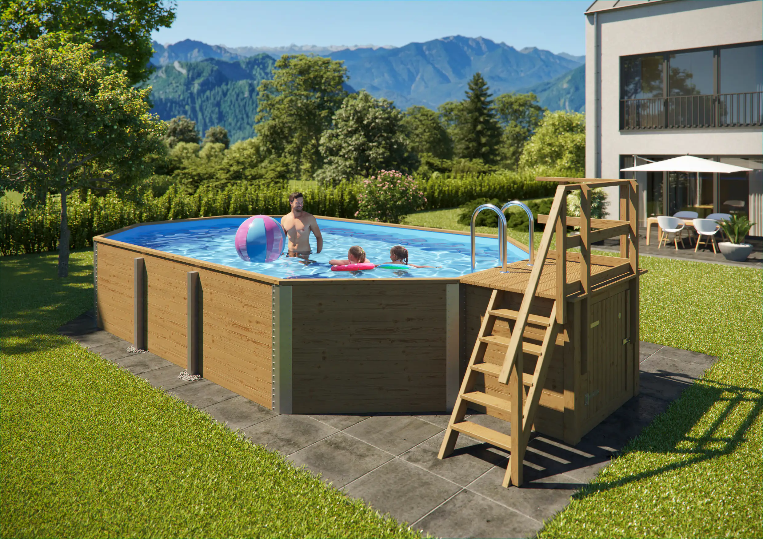 Weka Massivholzpool-Set Grenada 714 x 376 x 116 cm inkl. Sandfilteranlage