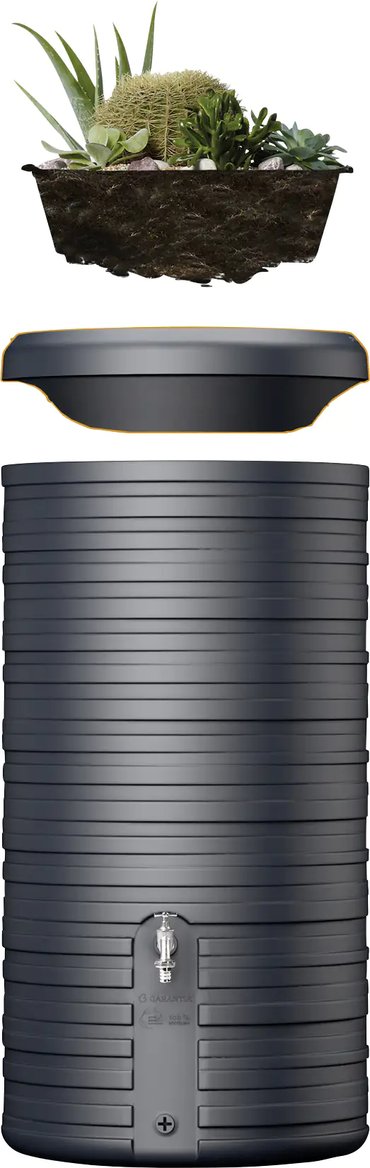 Garantia Regenspeicher Nordic 2in1 300 L graphite grey mit Pflanzschale