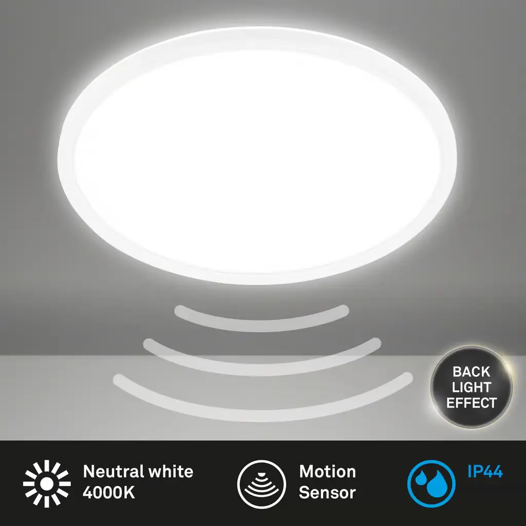 Briloner LED-Deckenleuchte Move mit Bewegungsmelder Ø 42 x 3 cm neutralweiß weiß matt