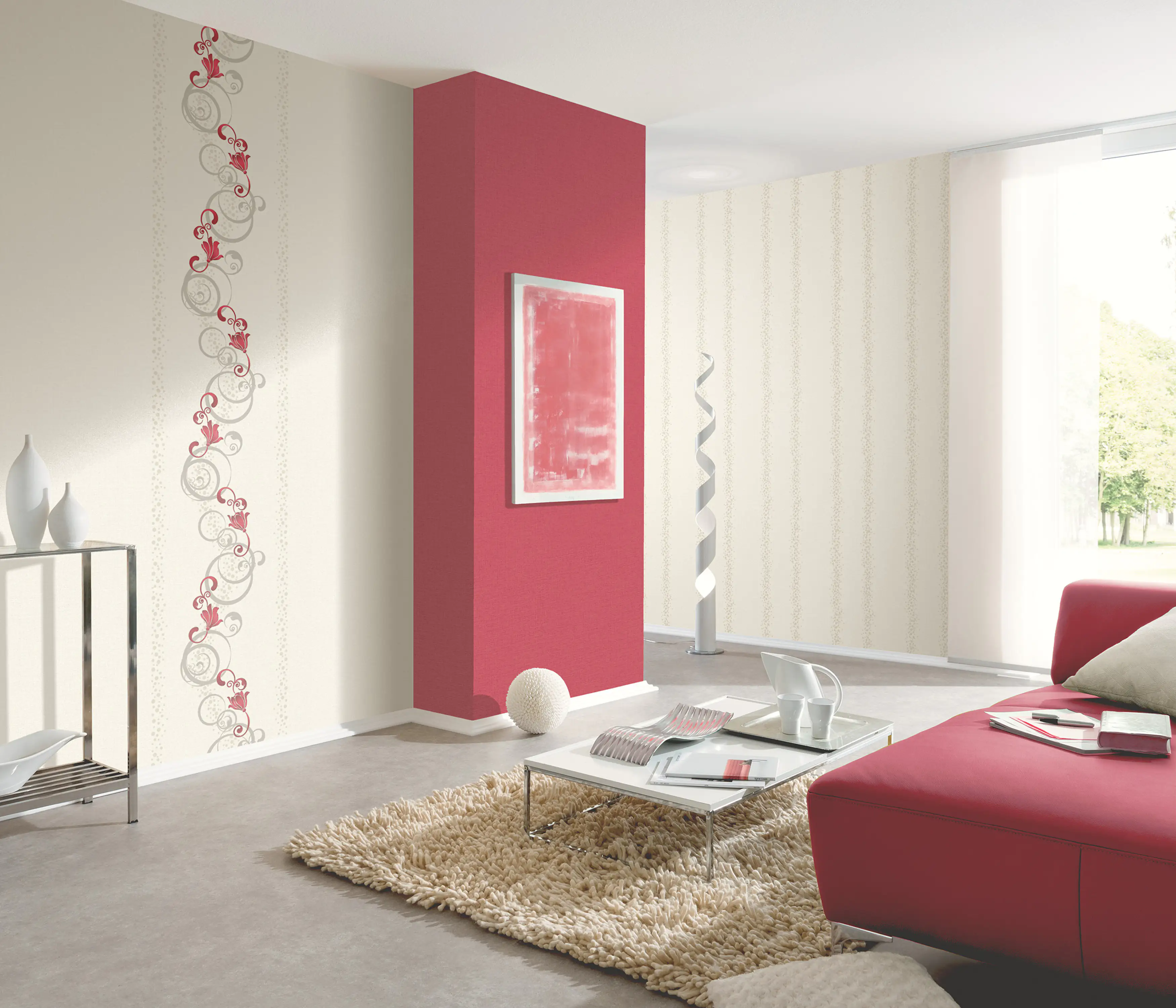 Erismann Vliestapete 13287-20 Floral weiß rot 10,05 x 0,53 m