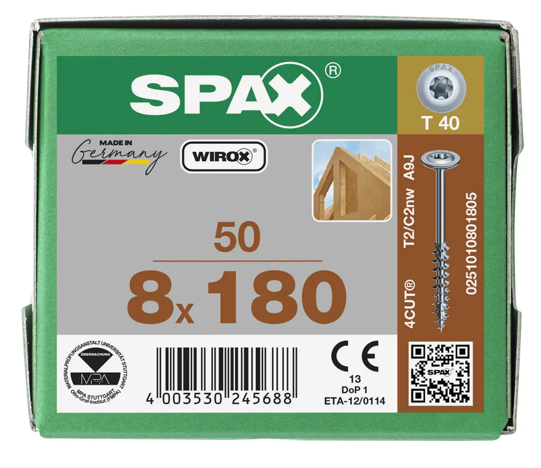 Spax Holzbauschrauben 8.0 x 180 mm TX 40 - 50 Stk.