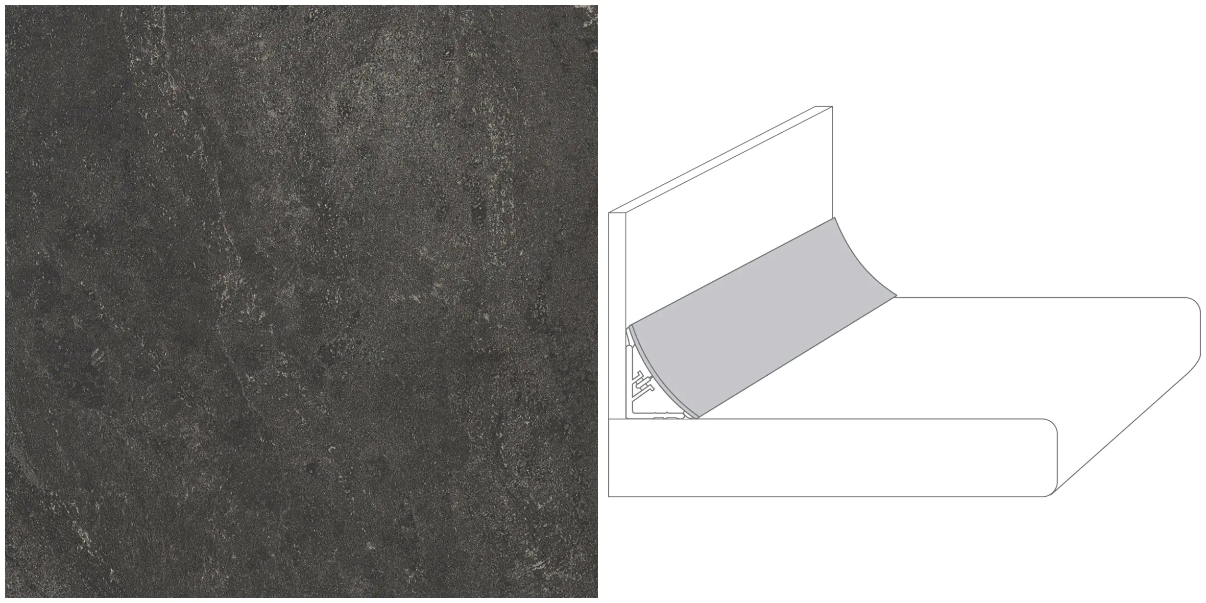 GetaElements Wandanschlußprofil Plus BZ173 Bronzit schwarz 300x2x3 cm