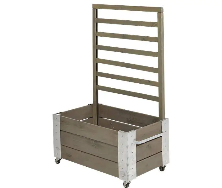Plus Blumenkasten Cubic 87 x 50 x 130 cm graubraun mit Räder