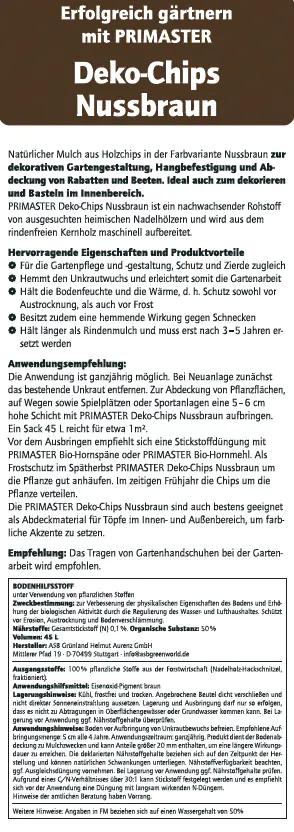 Primaster Hackschnitzel Garten nussbraun 45 L