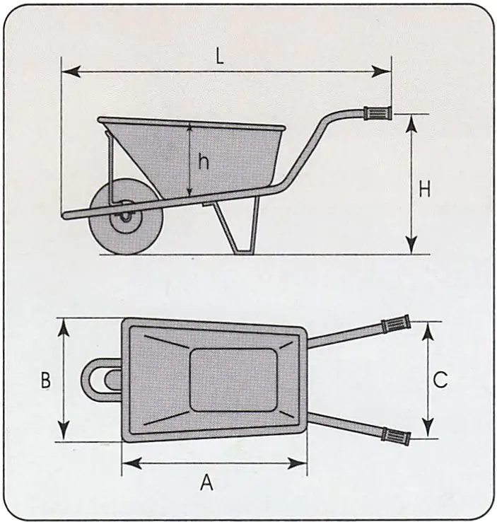 pro-bau-tec Bauschubkarre mit PU-Rad 100 l Tragkraft 160 kg