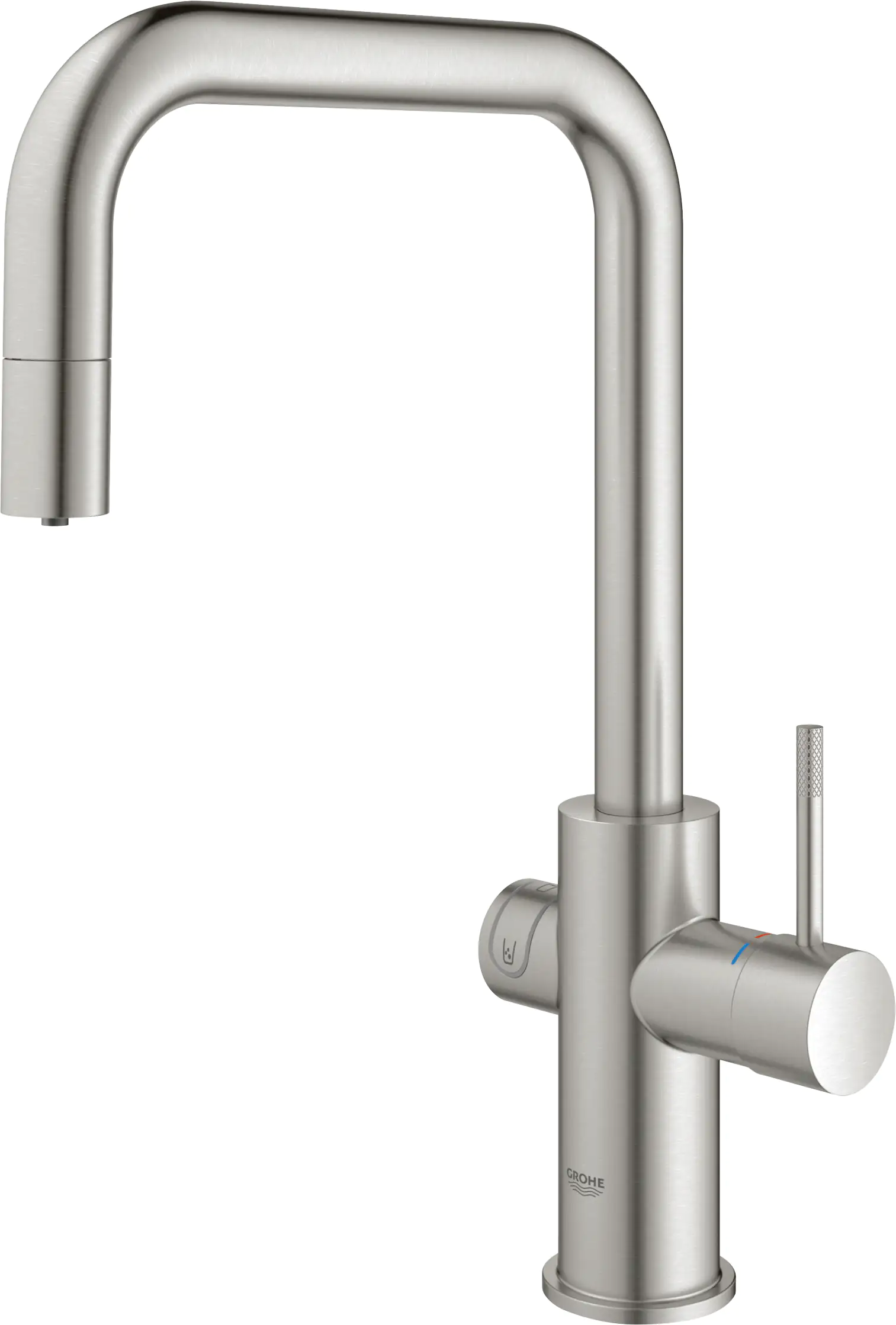 Grohe Blue Home U-Auslauf Starter Kit mit herausziehbarem Mousseurauslauf supersteel