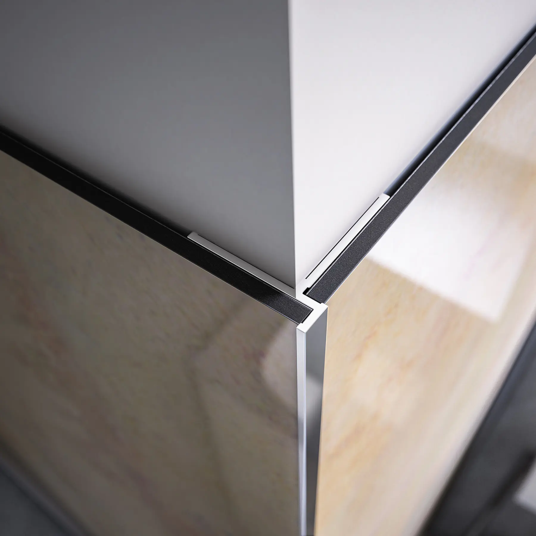 Breuer Eckprofil außen flächenbündig 2,3x2,3x255 cm, alu silber matt