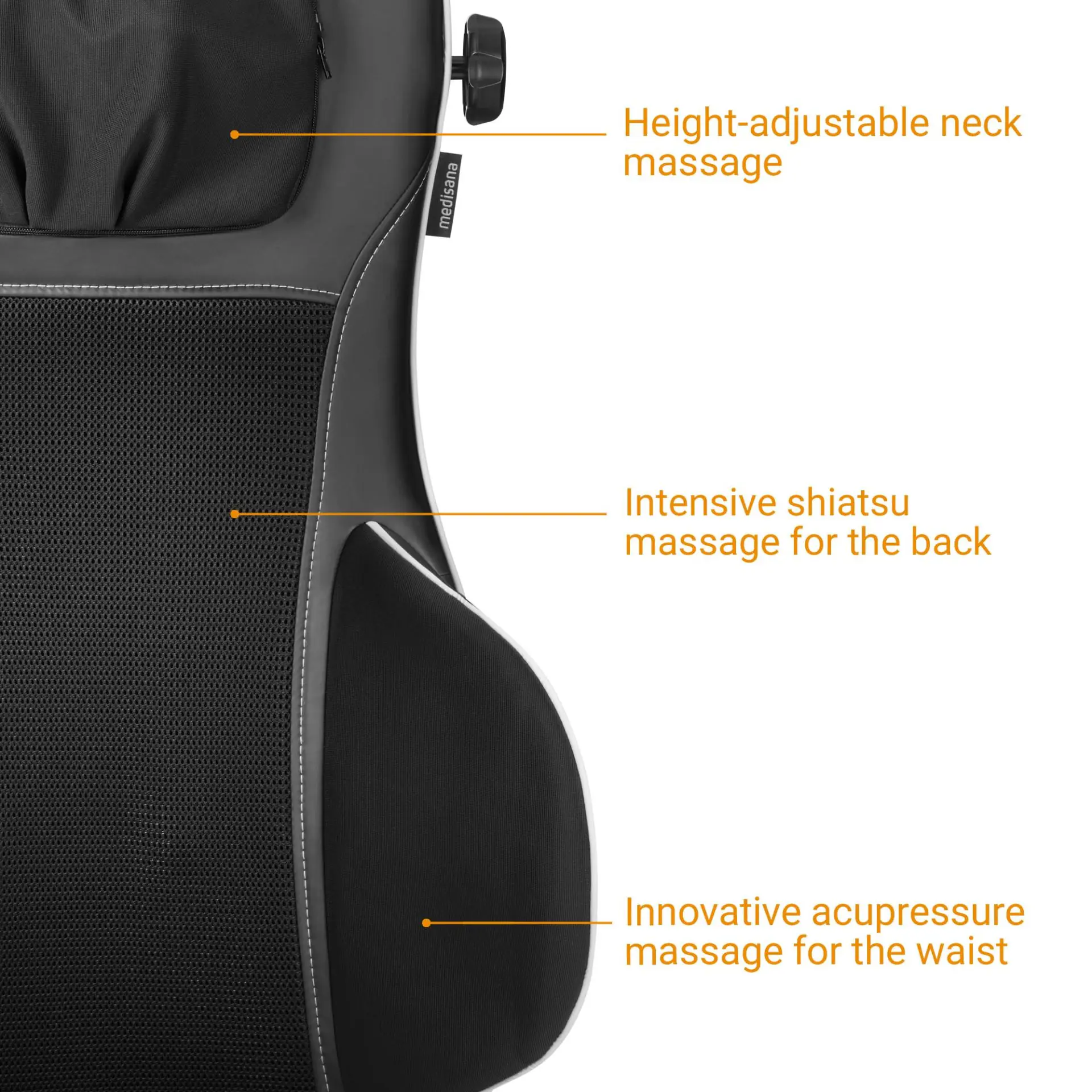 Medisana Massagesitzauflage MC 823 schwarz, Maße: ca. 110 x 42,5 x 18 cm