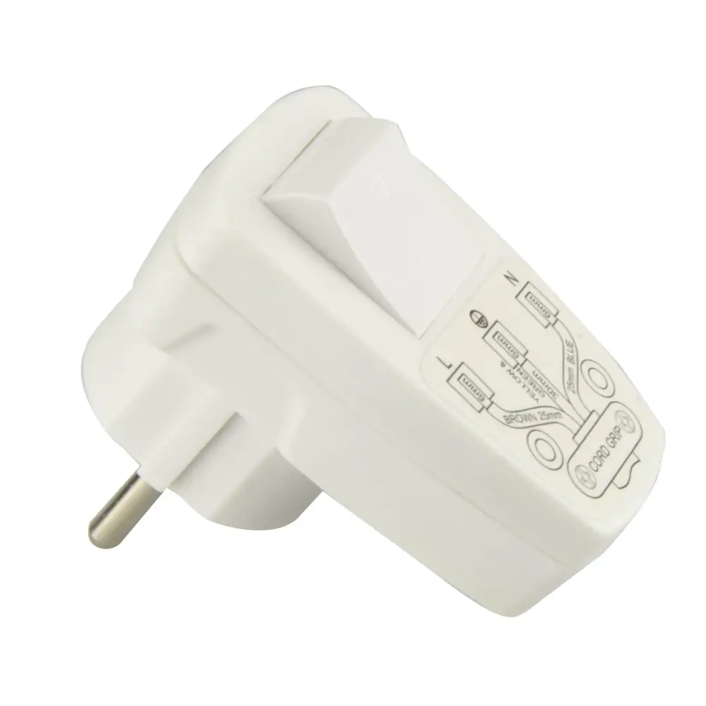 Schutzkontakt-Stecker Schalter weiß, mit Ein-/Ausschalter