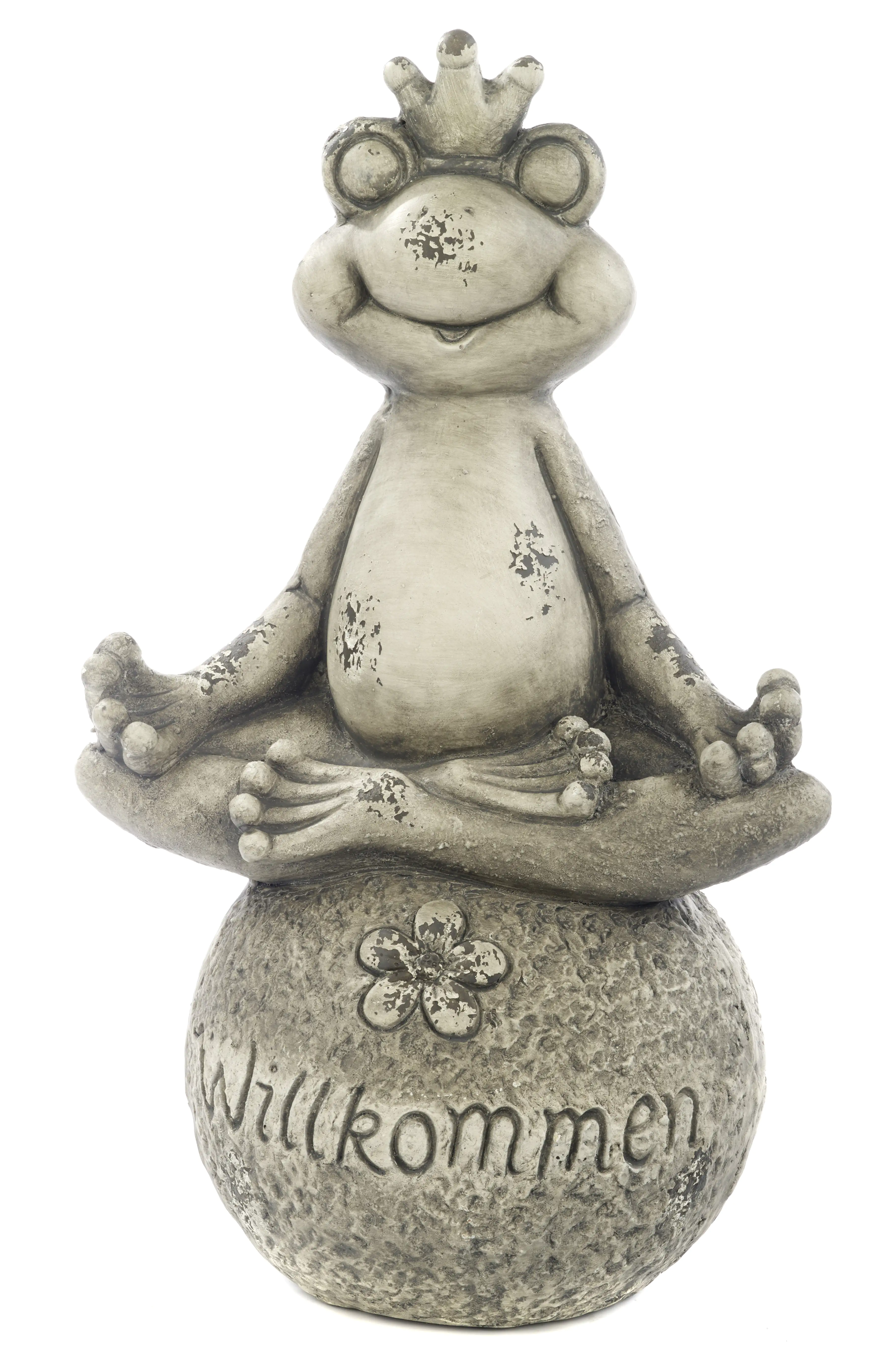 TrendLine Dekofigur Frosch Willkommen 55 cm steingrau 
