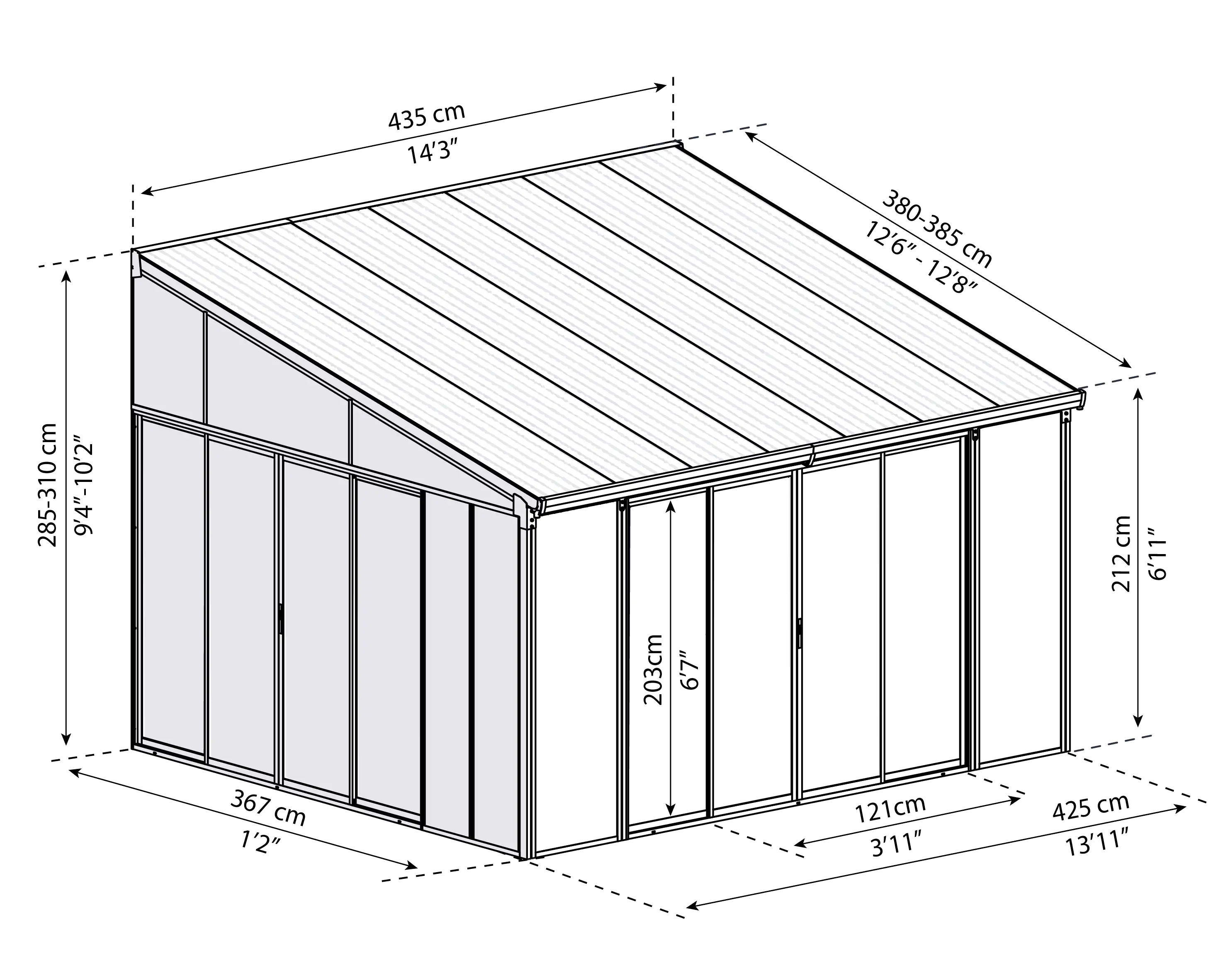 Canopia Wintergarten SanRemo 4x4.35 435 x 380-385 x 285-310 cm (BxTxH)