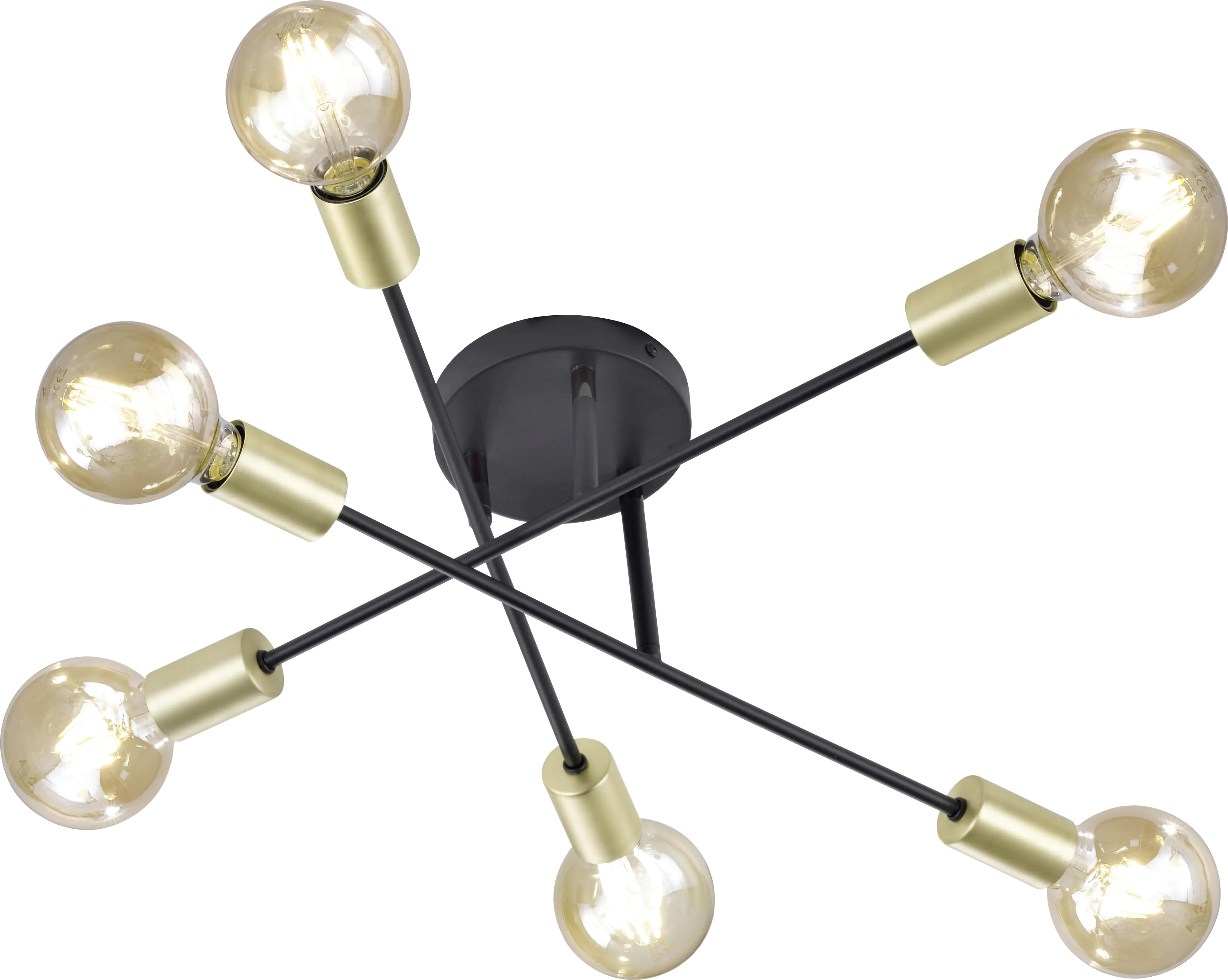 Trio Leuchten Deckenleuchte Cross schwarz matt, bronze