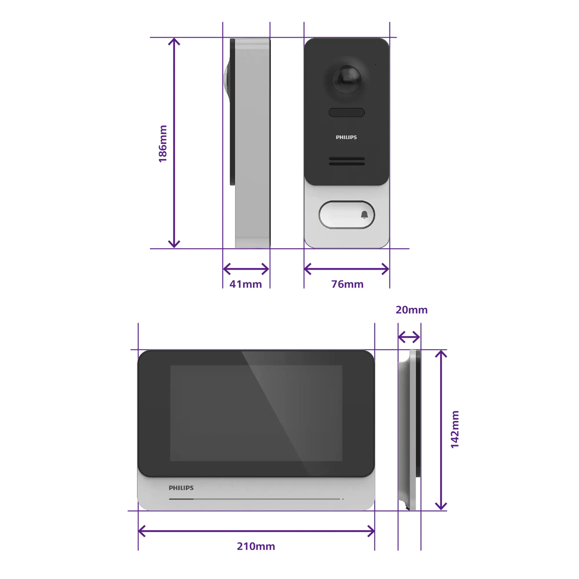 Philips Türsprechanlage WelcomeEye Wireless Video-Türsprechanlage, 7 Zoll Touchscreen