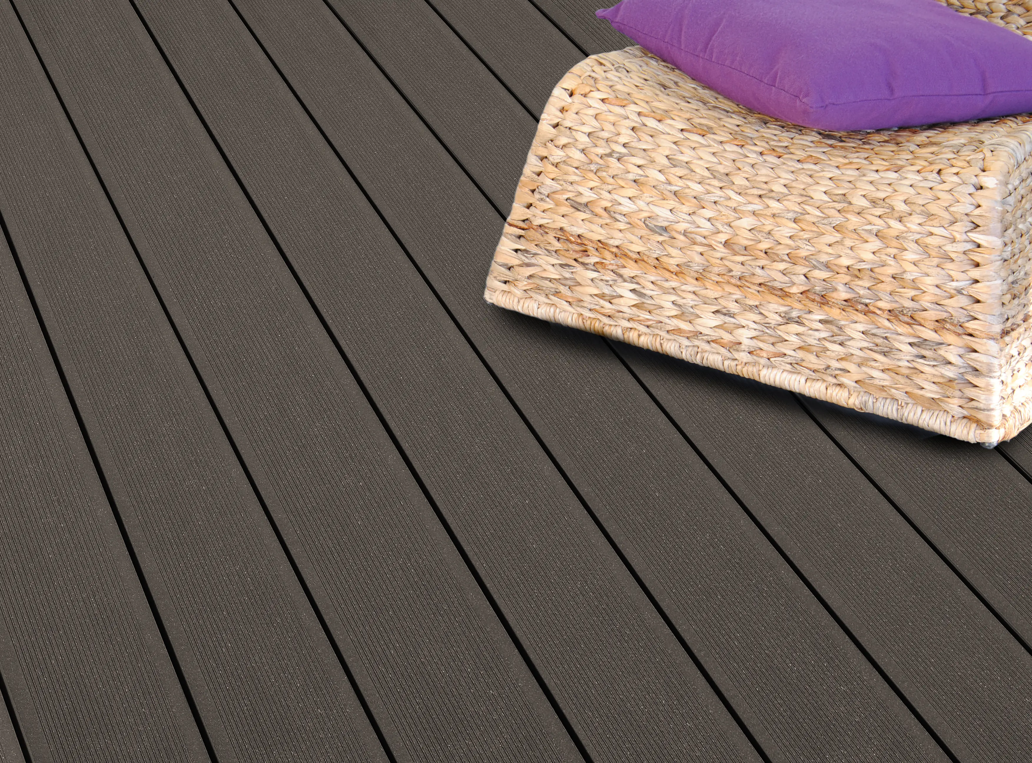 Kovalex Terrassendiele WPC Standard 14,5 x 2,6 cm graubraun gebürstet Meterware
