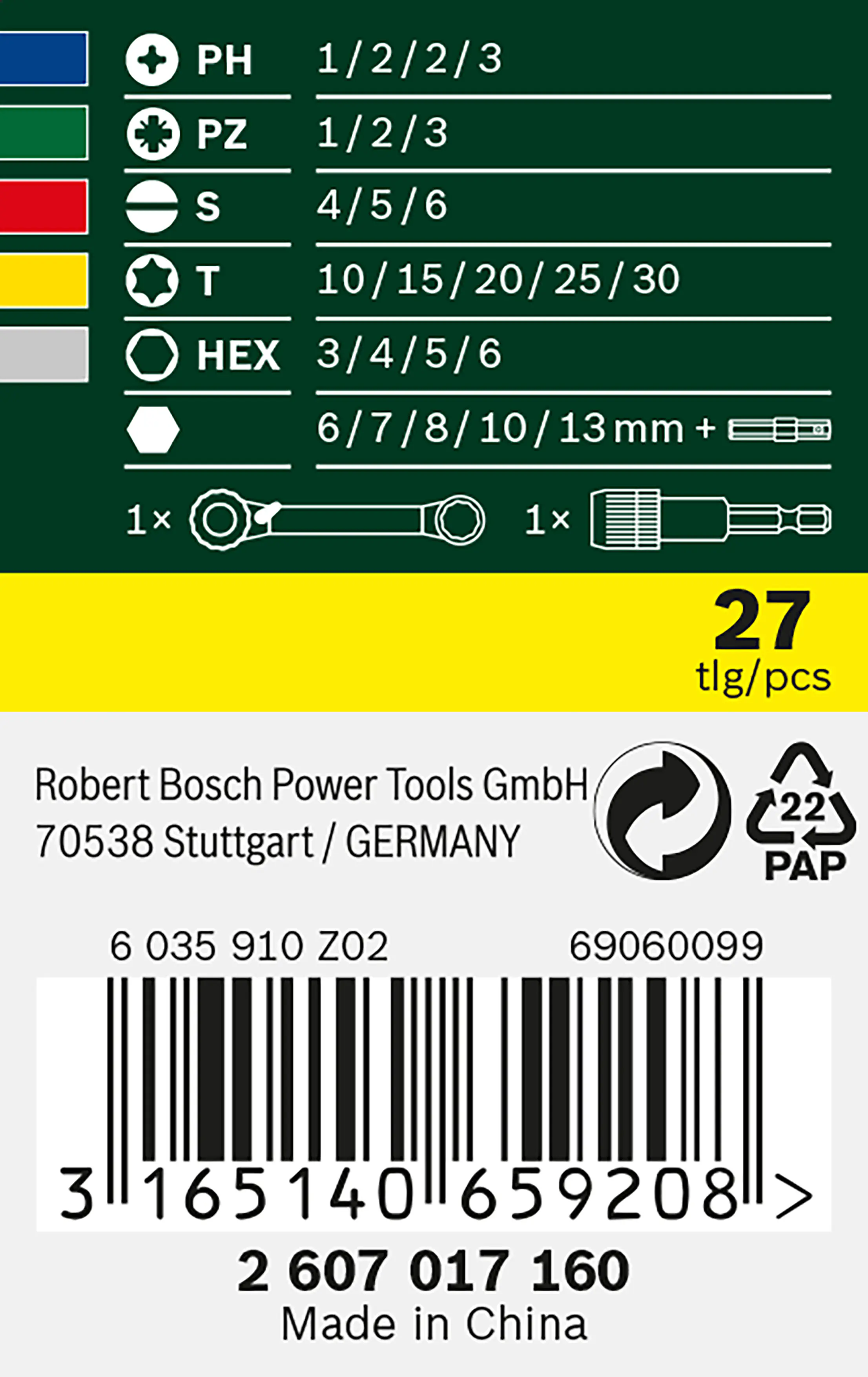 Bosch Schrauberbit- und Ratschen-Set 27-teilig