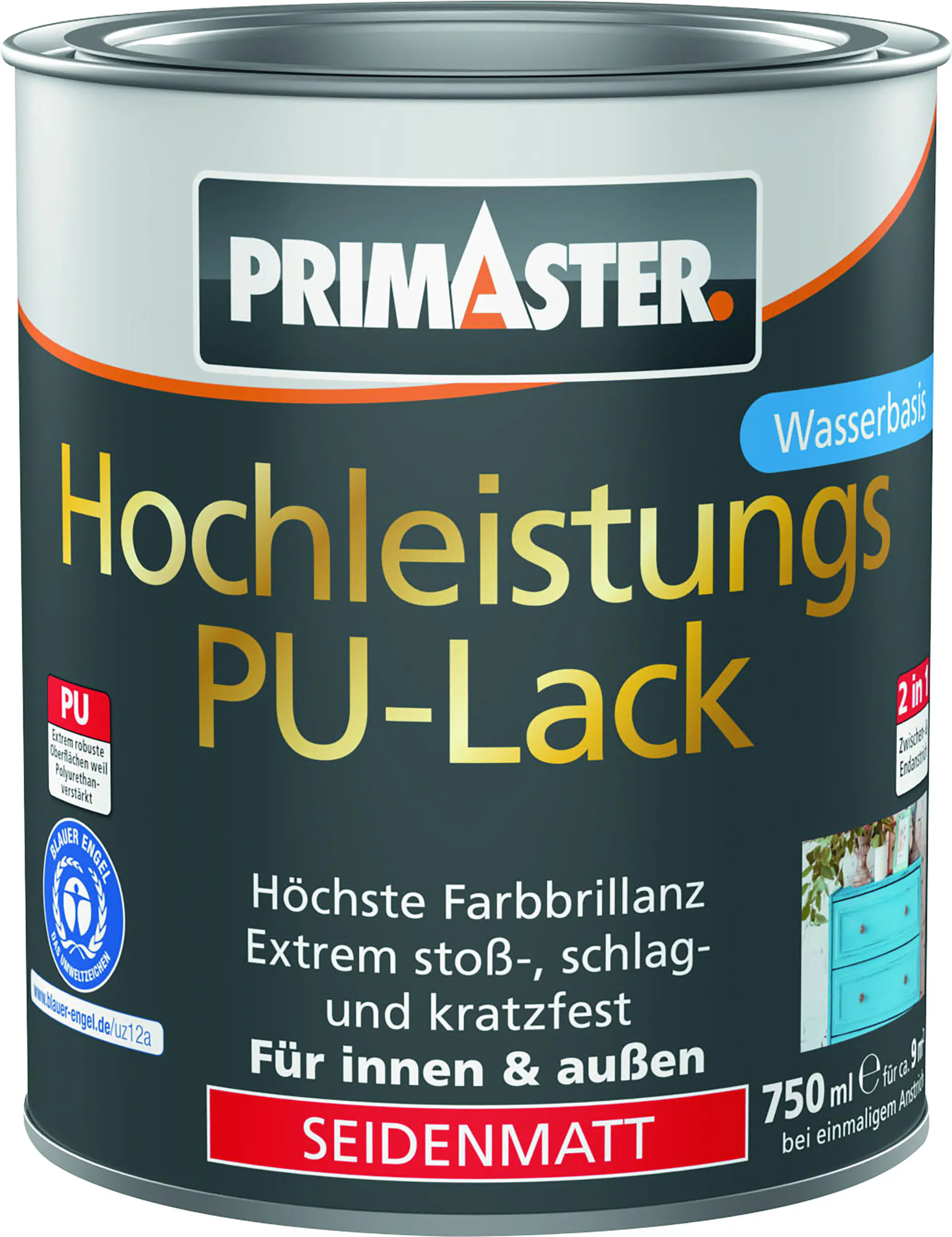 Primaster Hochleistungs PU-Lack weiß seidenmatt 750 ml