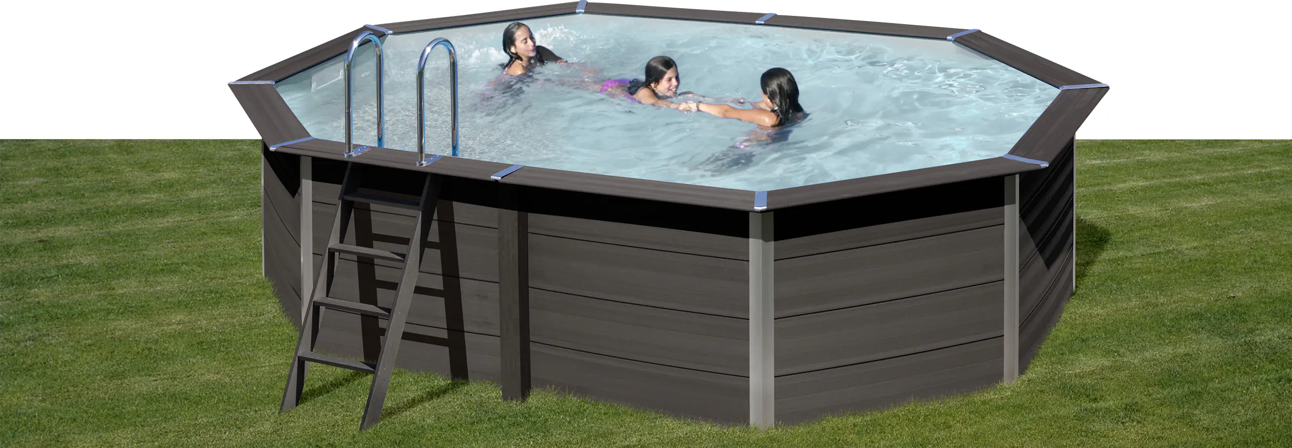 Gre Composite Pool oval grau, 524 x 386 x 124 cm
