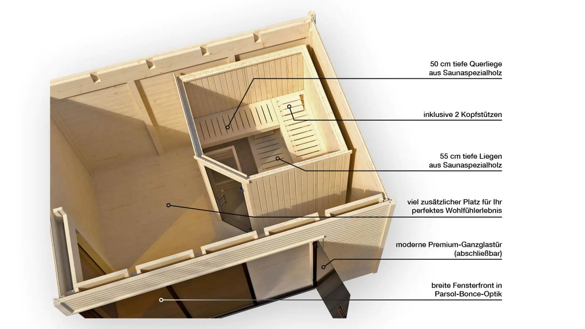 Weka Design-Saunahaus CUBILIS Sparset 7,5 kw OS