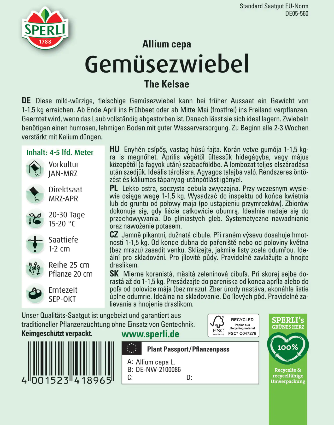 Sperli Gemüsezwiebel The Kelsae