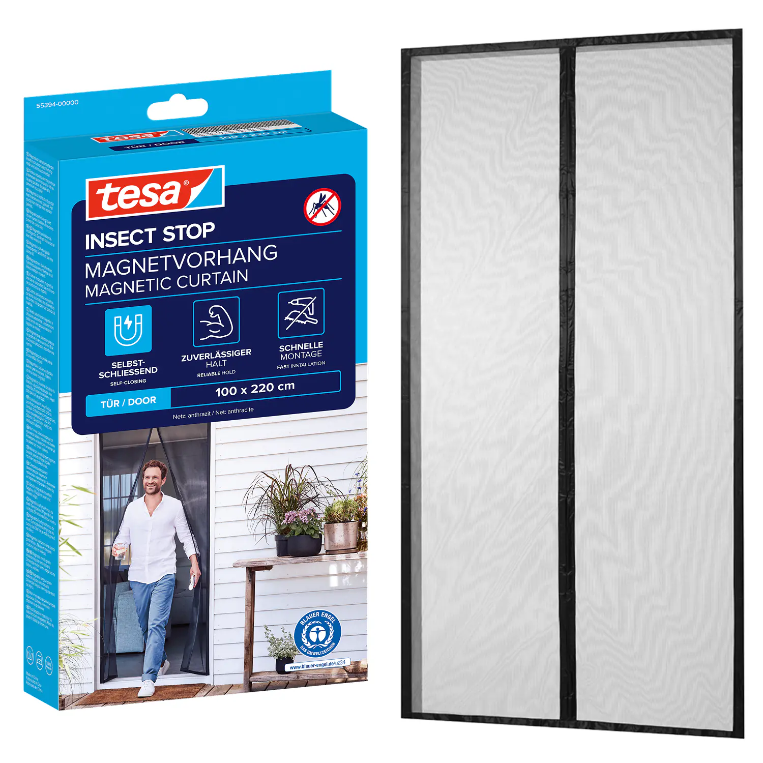 tesa Fliegengitter Magnetvorhang 100 x 220 cm anthrazit