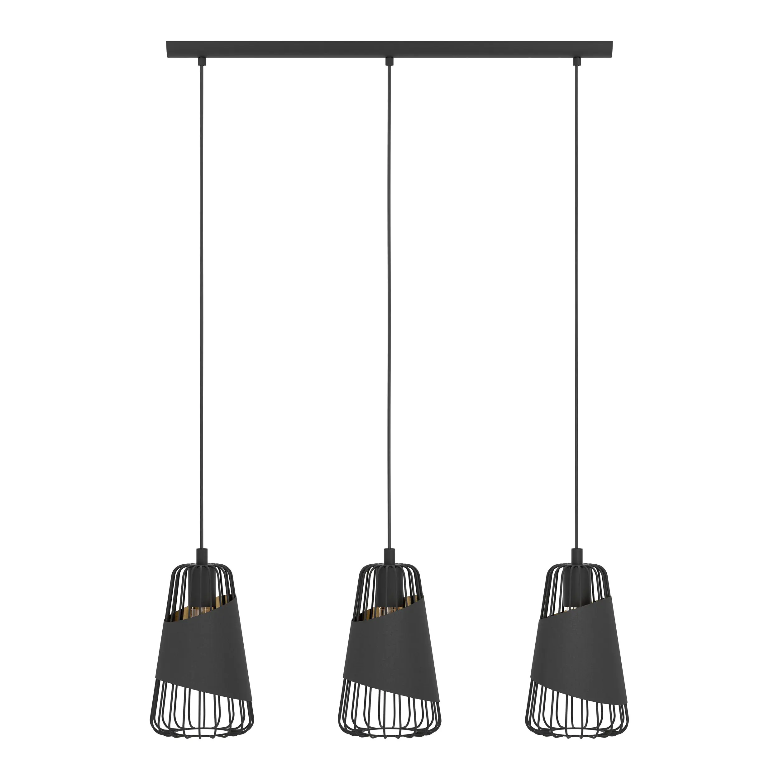 Eglo 3er Pendelleuchte Austell schwarz-gold 76,5 x 16,5 cm E27, max. 60 W