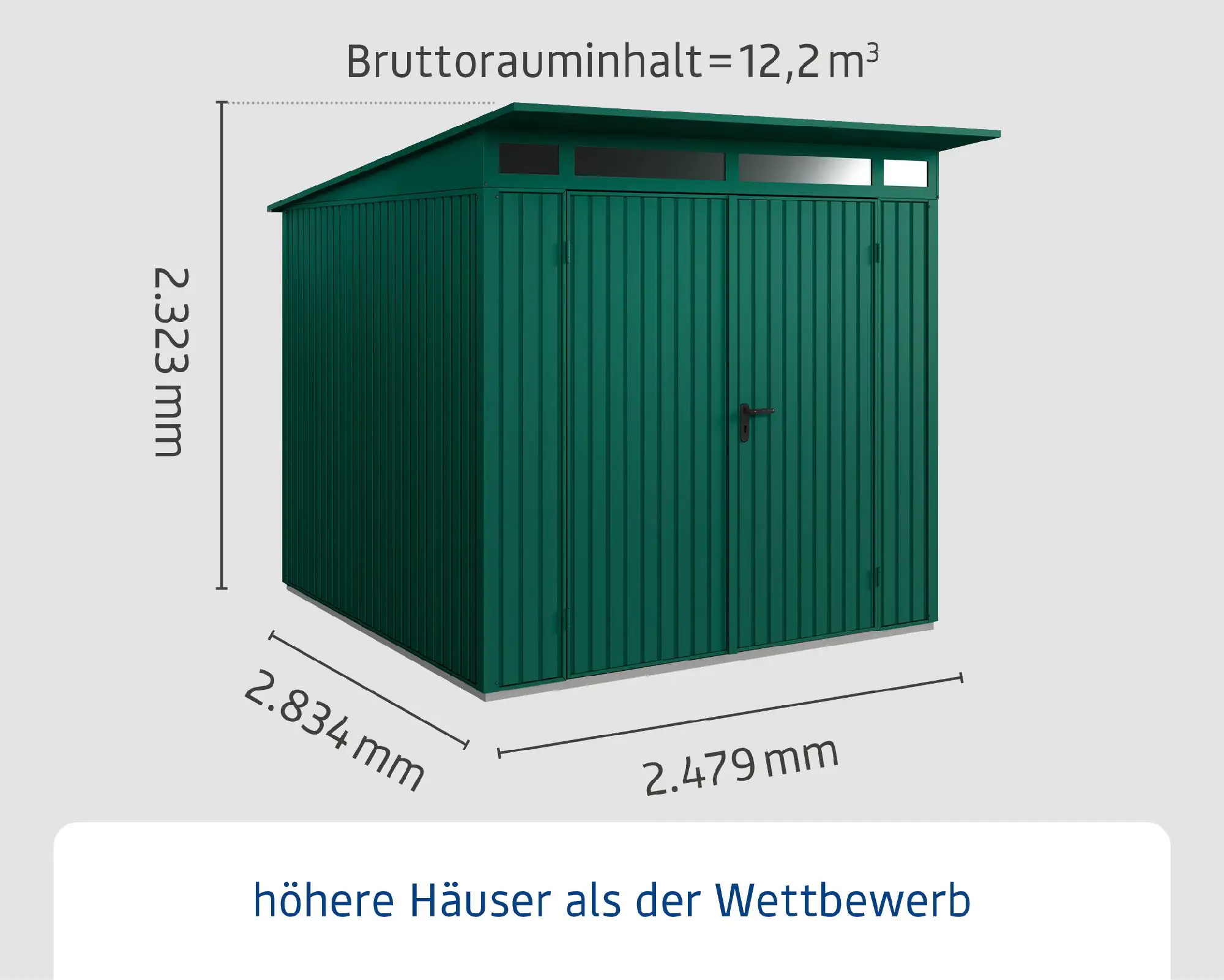 EcoStar Gerätehaus Trend-P Typ 2 moosgrün 247,9 x 283,4 x 232,3 cm