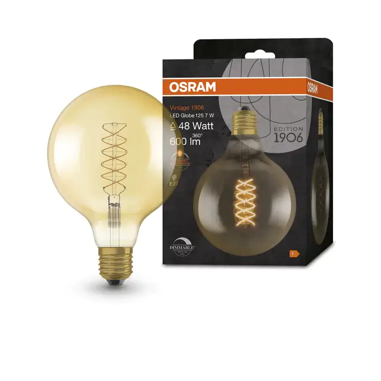 Ledvance LED Leuchtmittel Vintage 1906 Globe G125 E27 4,8 W dimmbar amber
