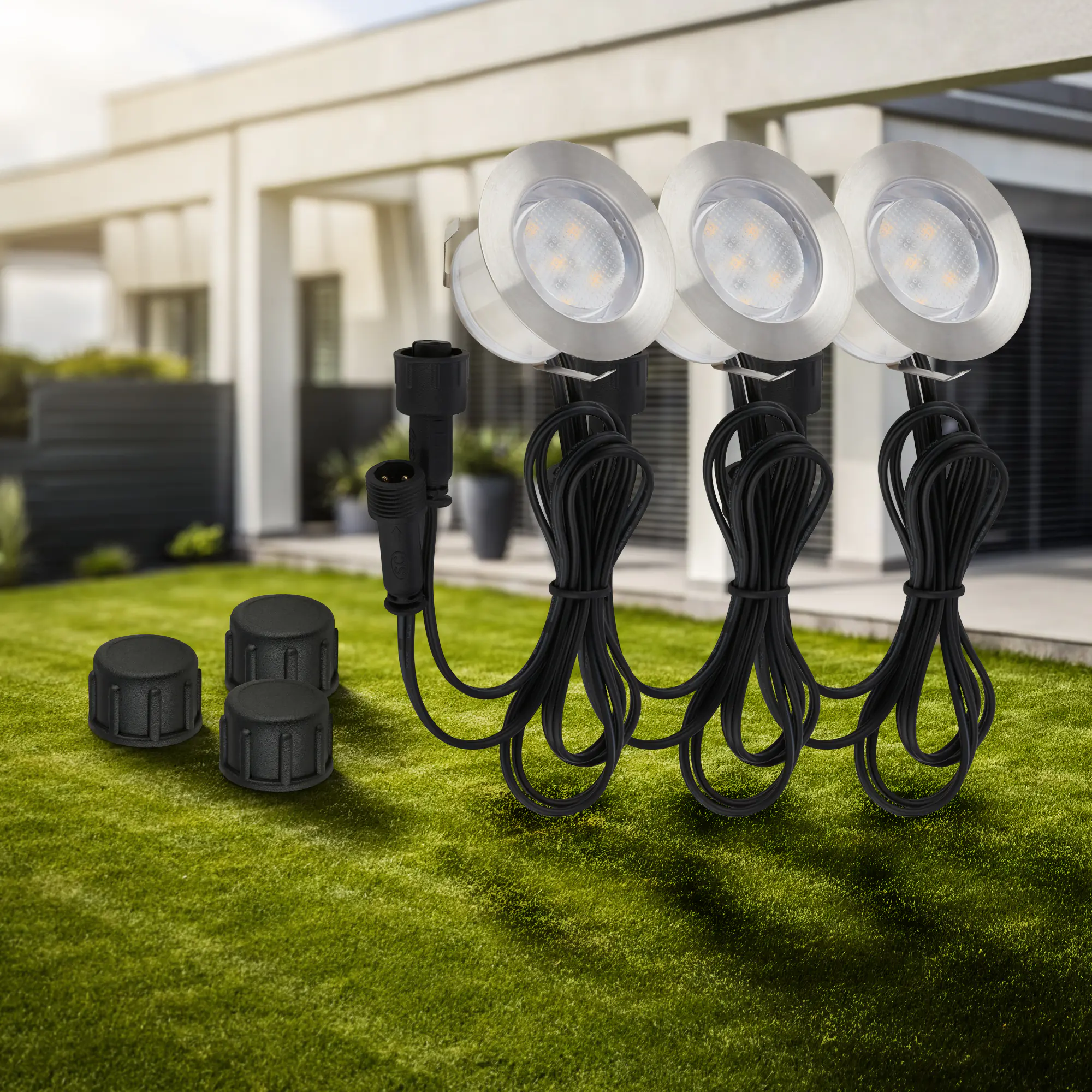 Briloner LED Außen-Bodenstrahler Padouk Connect to Shine 3er Ergänzungsset 10W warmweiß