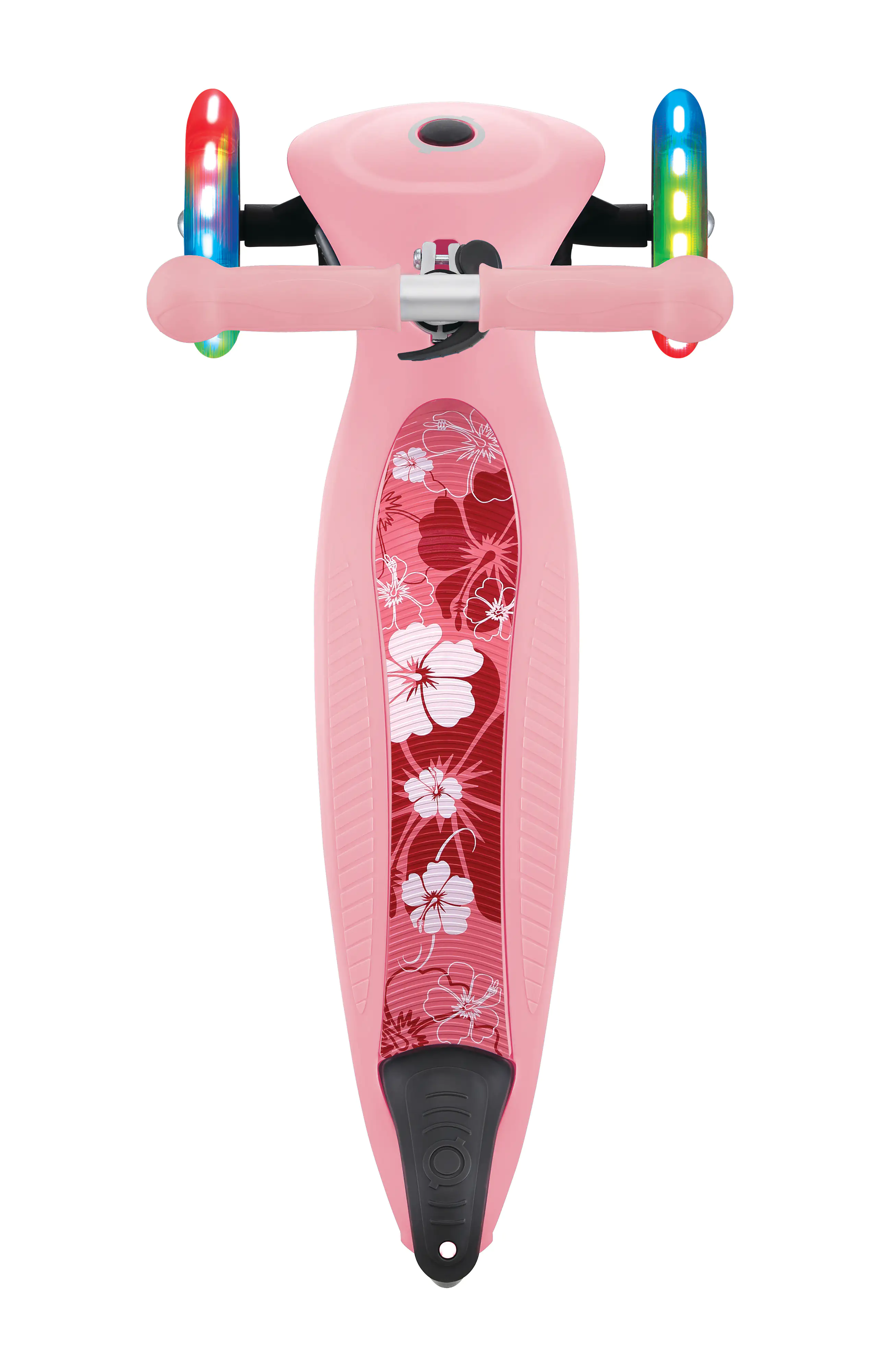 Globber Scooter Junior Foldable Lights pastellrosa-Flowers mit Leuchtrollen