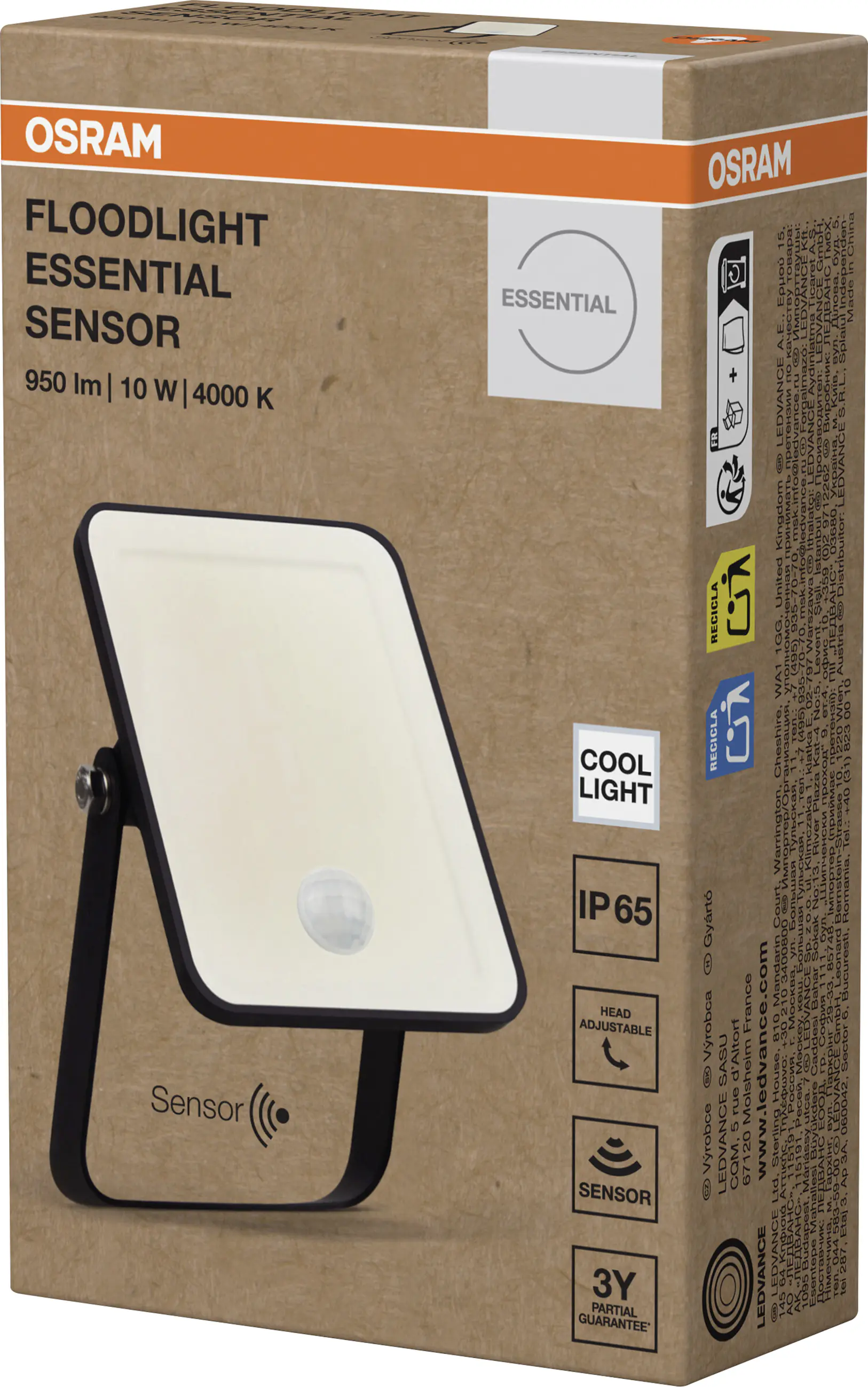 Osram LED-Außenleuchte Floodlight Essential mit Bewegungsmelder 13,2 cm neutralweiß schwarz