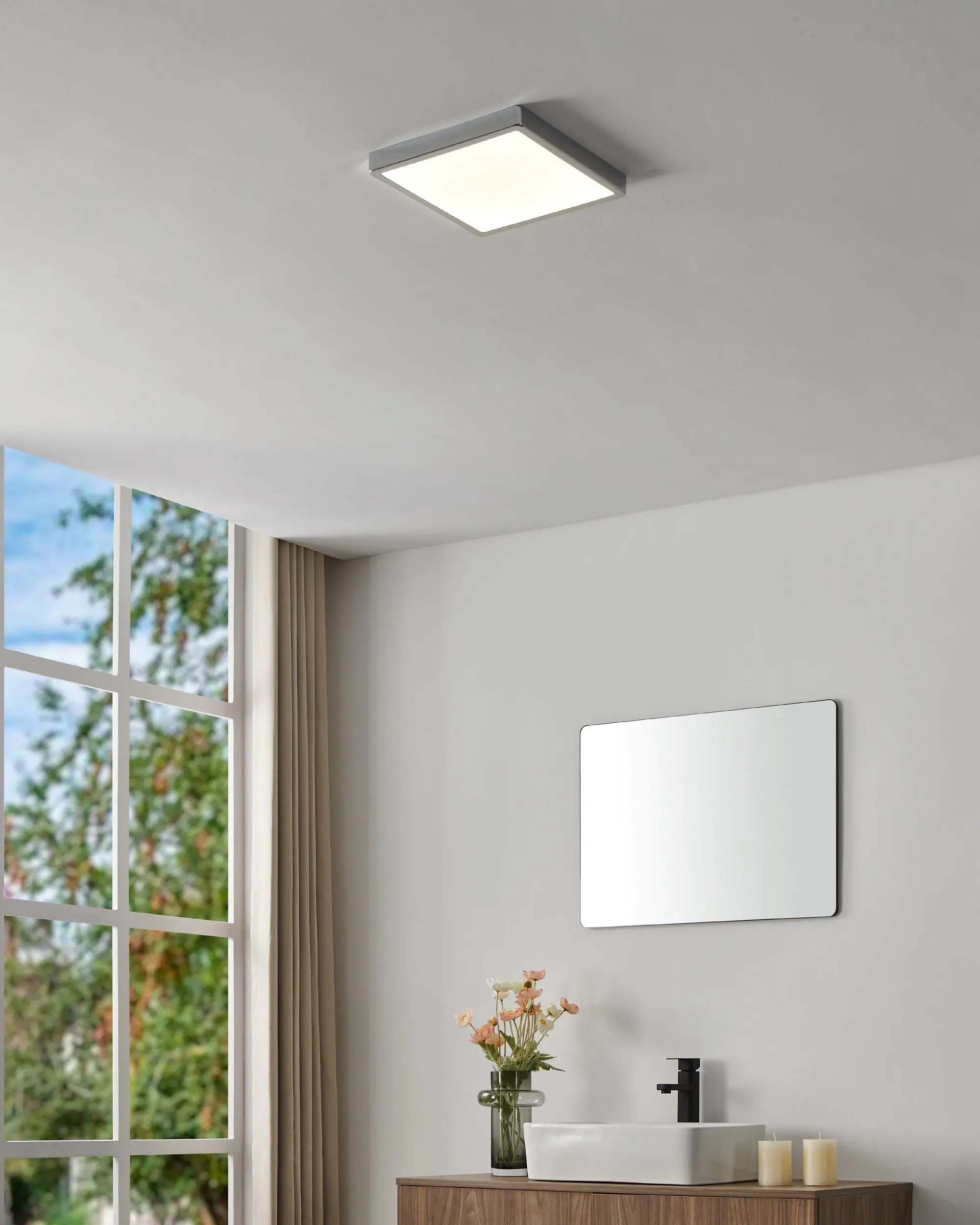 Eglo LED Aufbauleuchte Fueva 5 chrom 28,5 x 28,5 cm neutralweiß