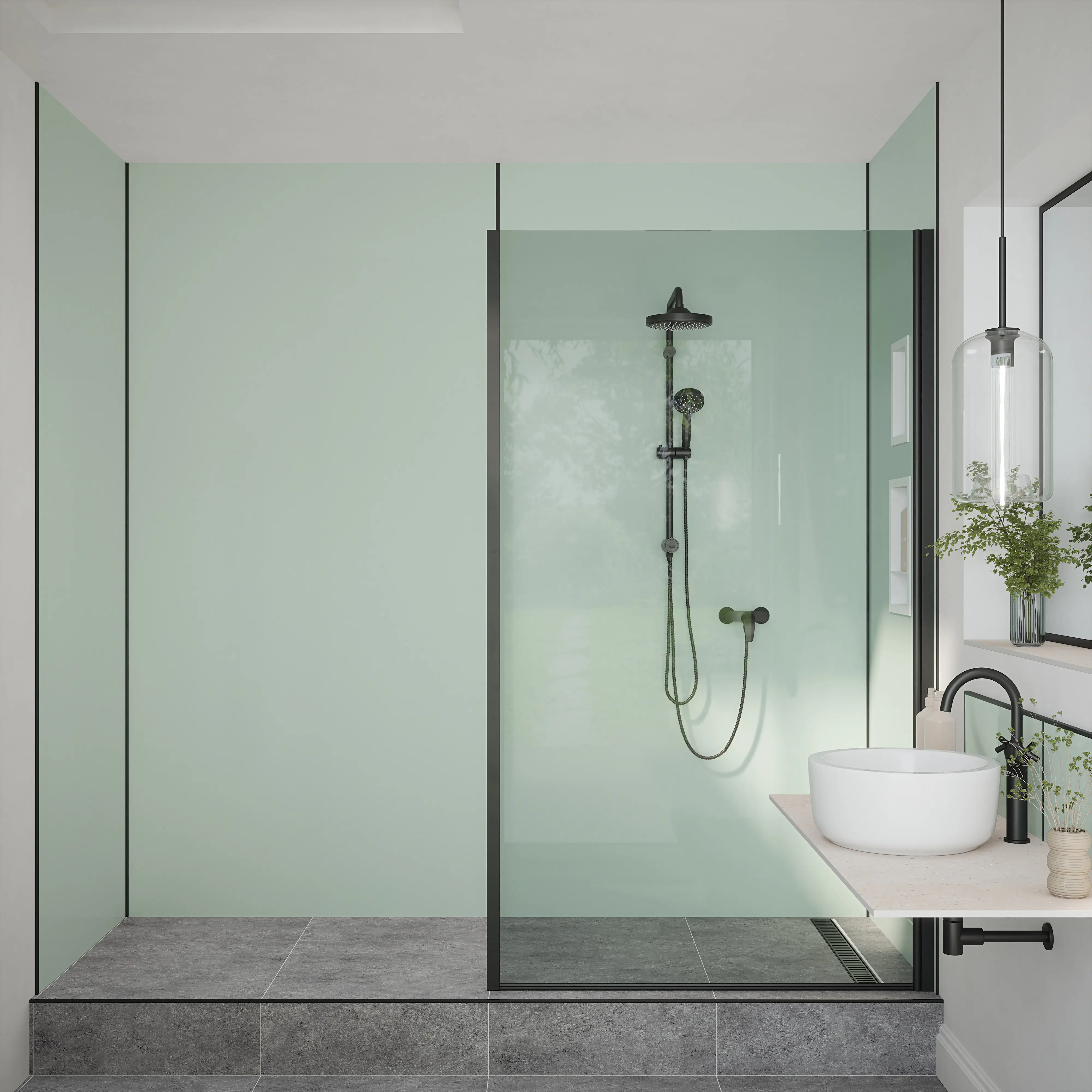 Wetwall Alloy Wandpaneel  Terra Grey/Seabreeze Green 120 x 244 cm