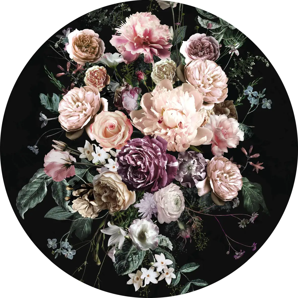 Komar Vlies Fototapete Dot Enchanted Flowers Ø 125 cm, selbstklebend